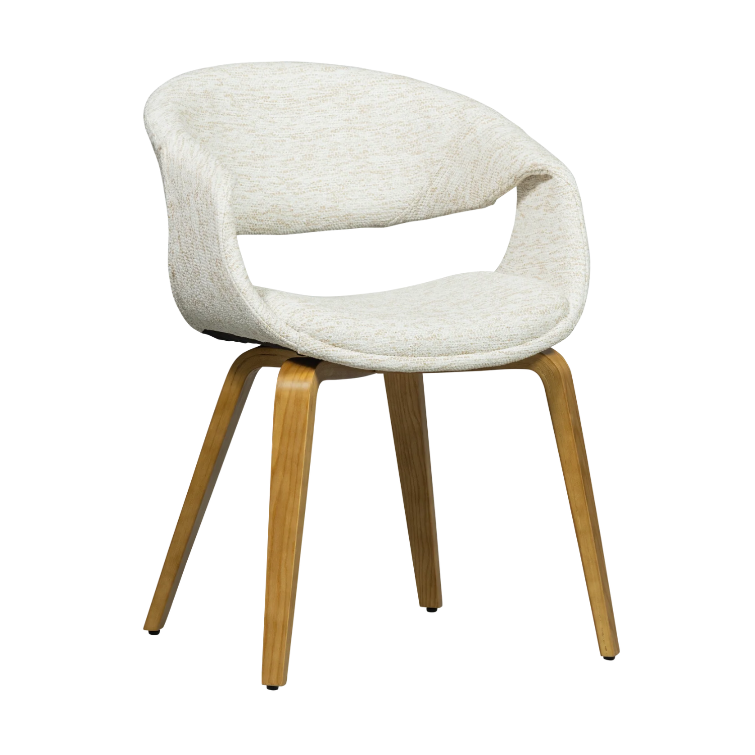 YOSSI Cream Armchair with Light Brown Wooden Base