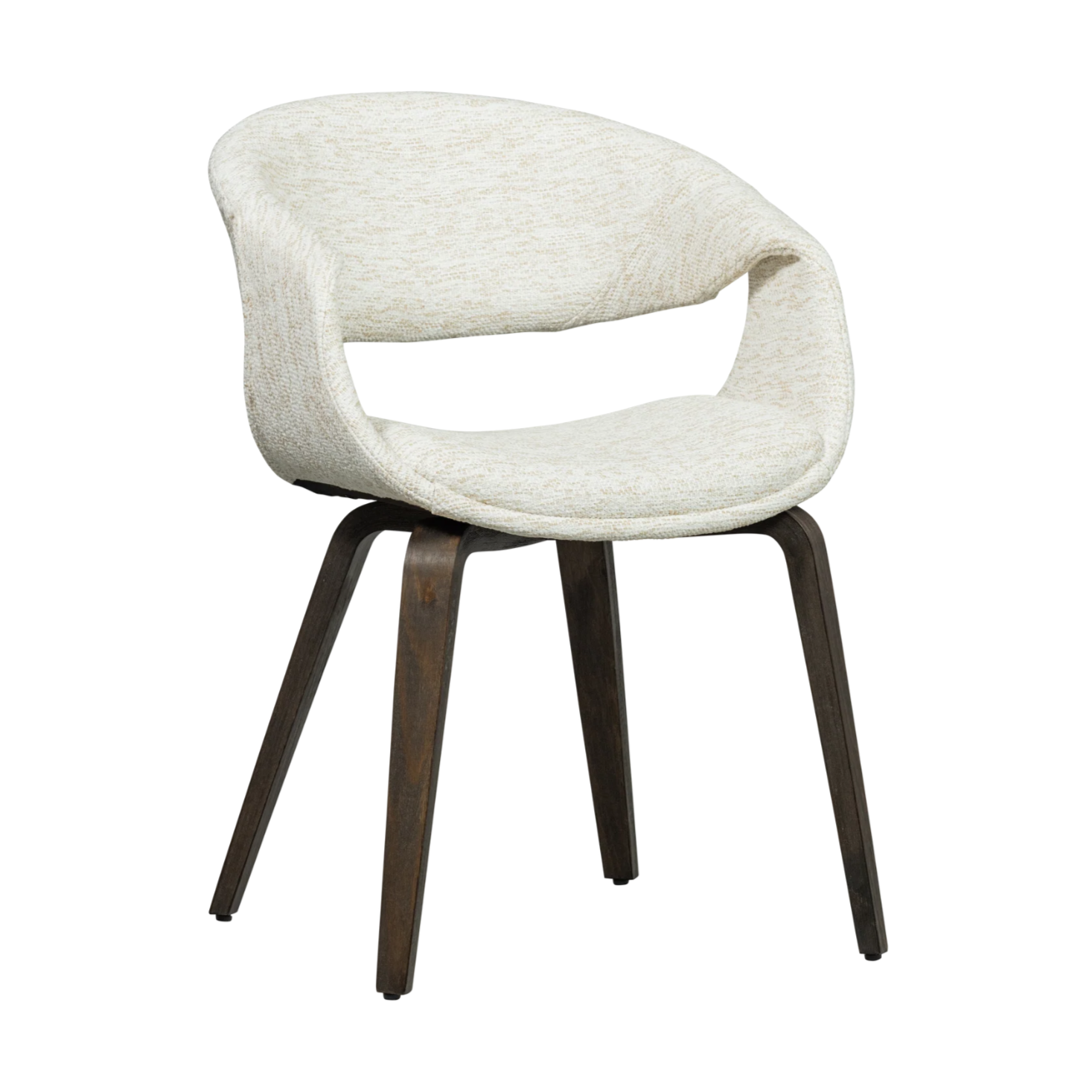 YOSSI Cream Armchair with Dark Brown Wooden Base