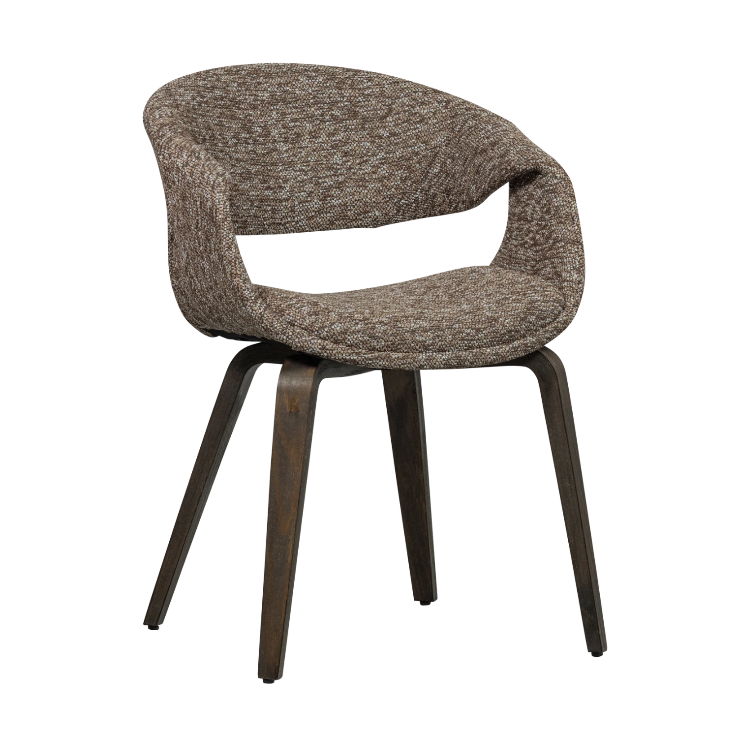 YOSSI Armchair in Brown with Dark Brown Wooden Base