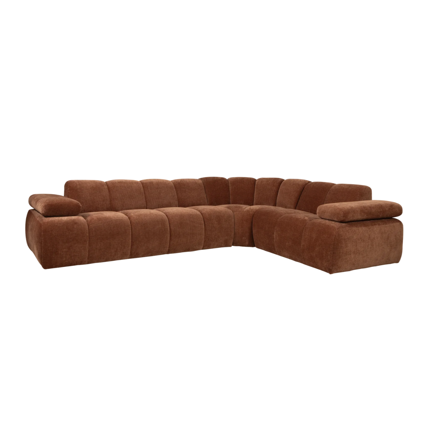Right-facing modular corner sofa for 6 people MOJO in brown corduroy