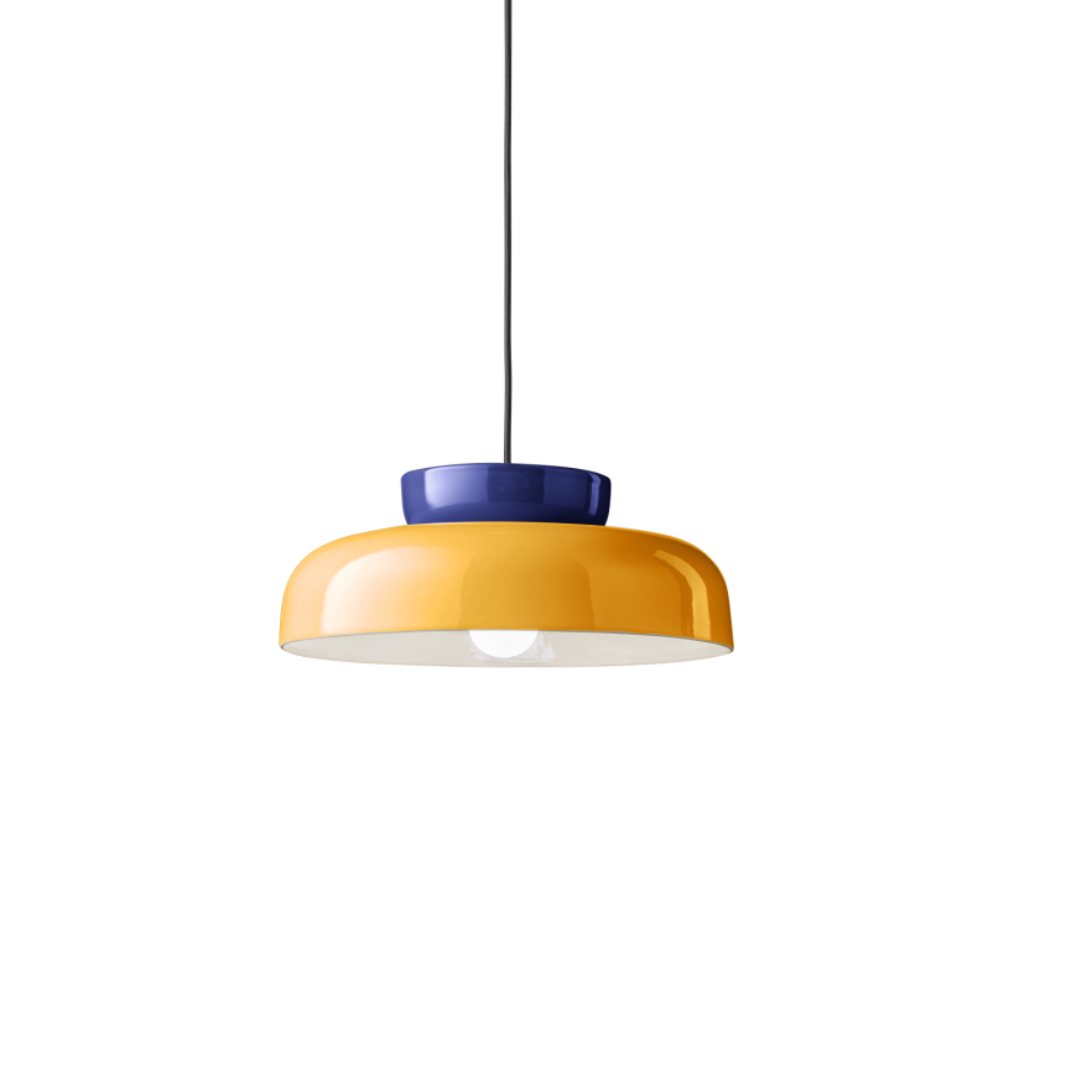 MARACANÀ yellow ceramic pendant lamp with navy blue