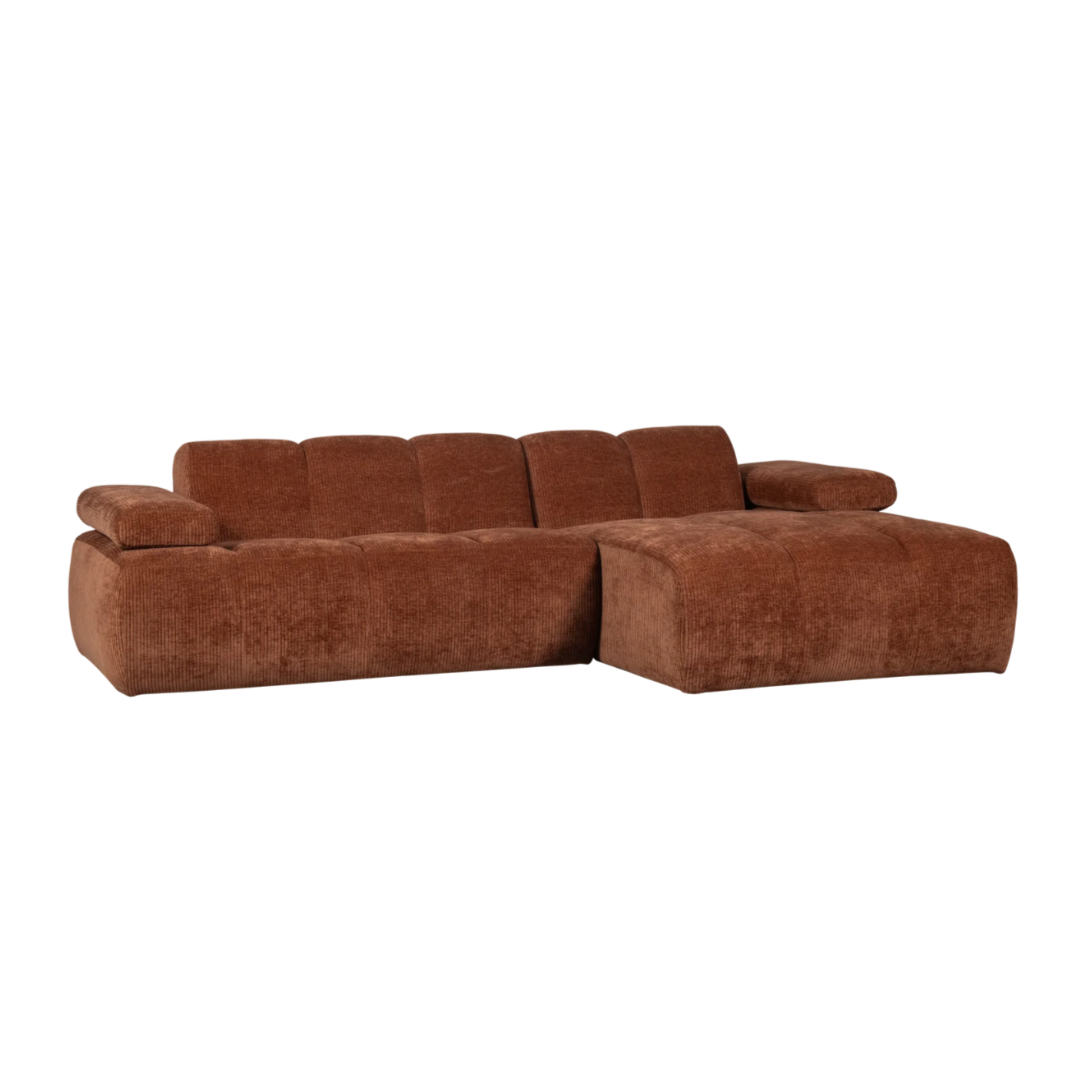 Right-facing modular corner sofa MOJO in brown corduroy