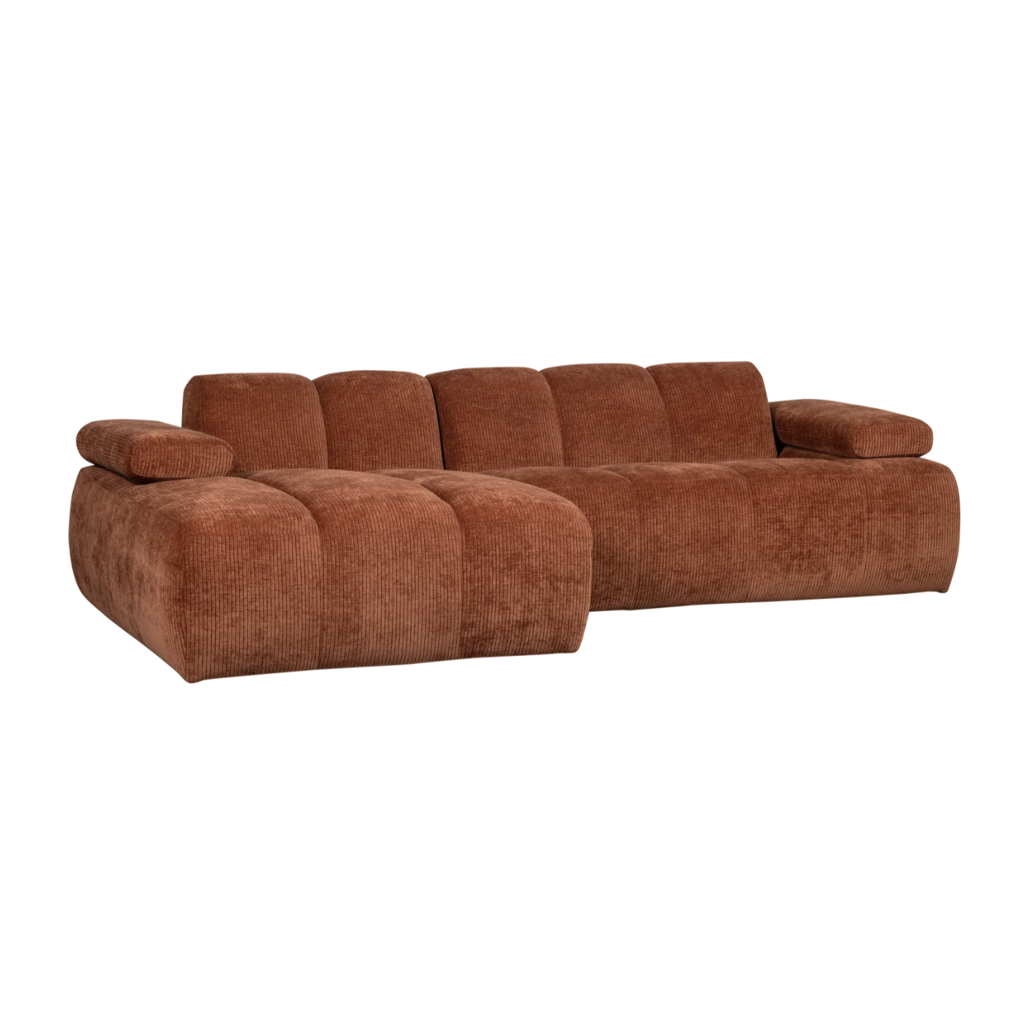 Left-facing modular corner sofa MOJO in brown corduroy