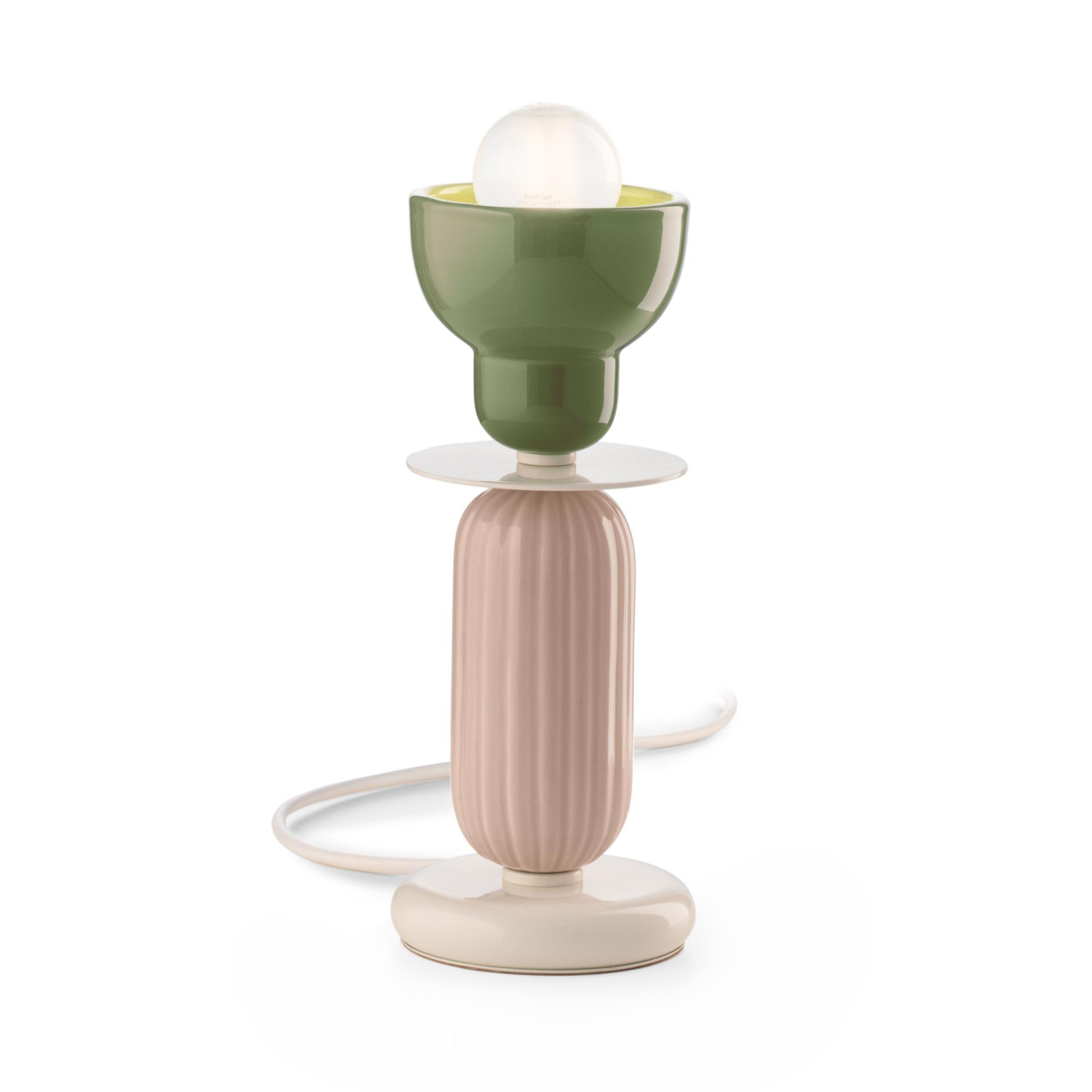 BERIMBAU beige ceramic table lamp with sage