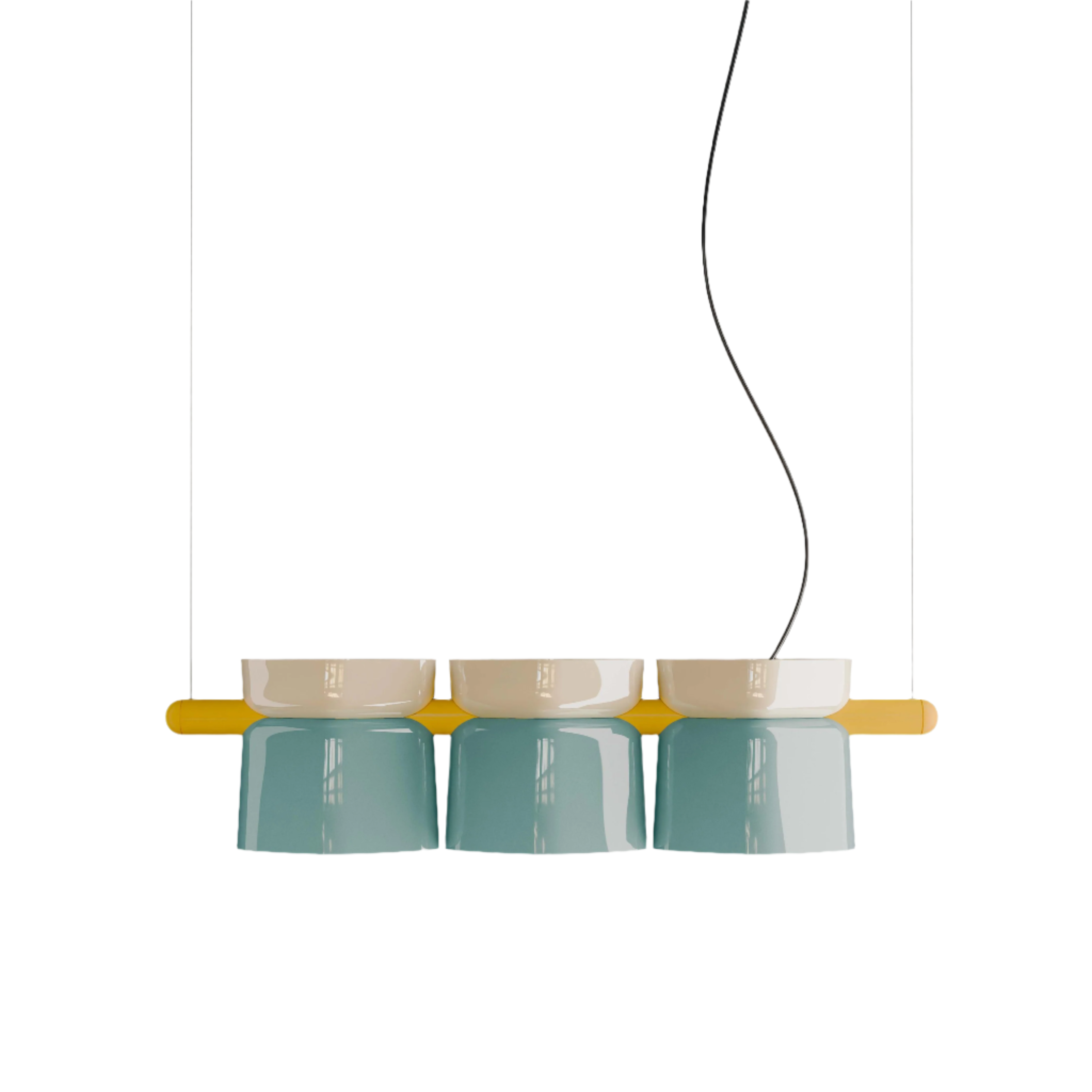 YAKITORI ceramic pendant lamp in blue with cream and yellow