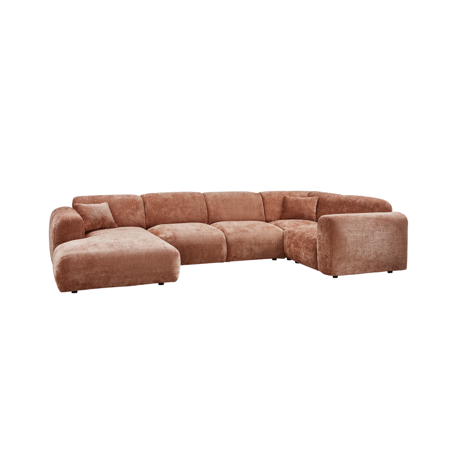 Right-facing panoramic corner sofa CLOUD terracotta