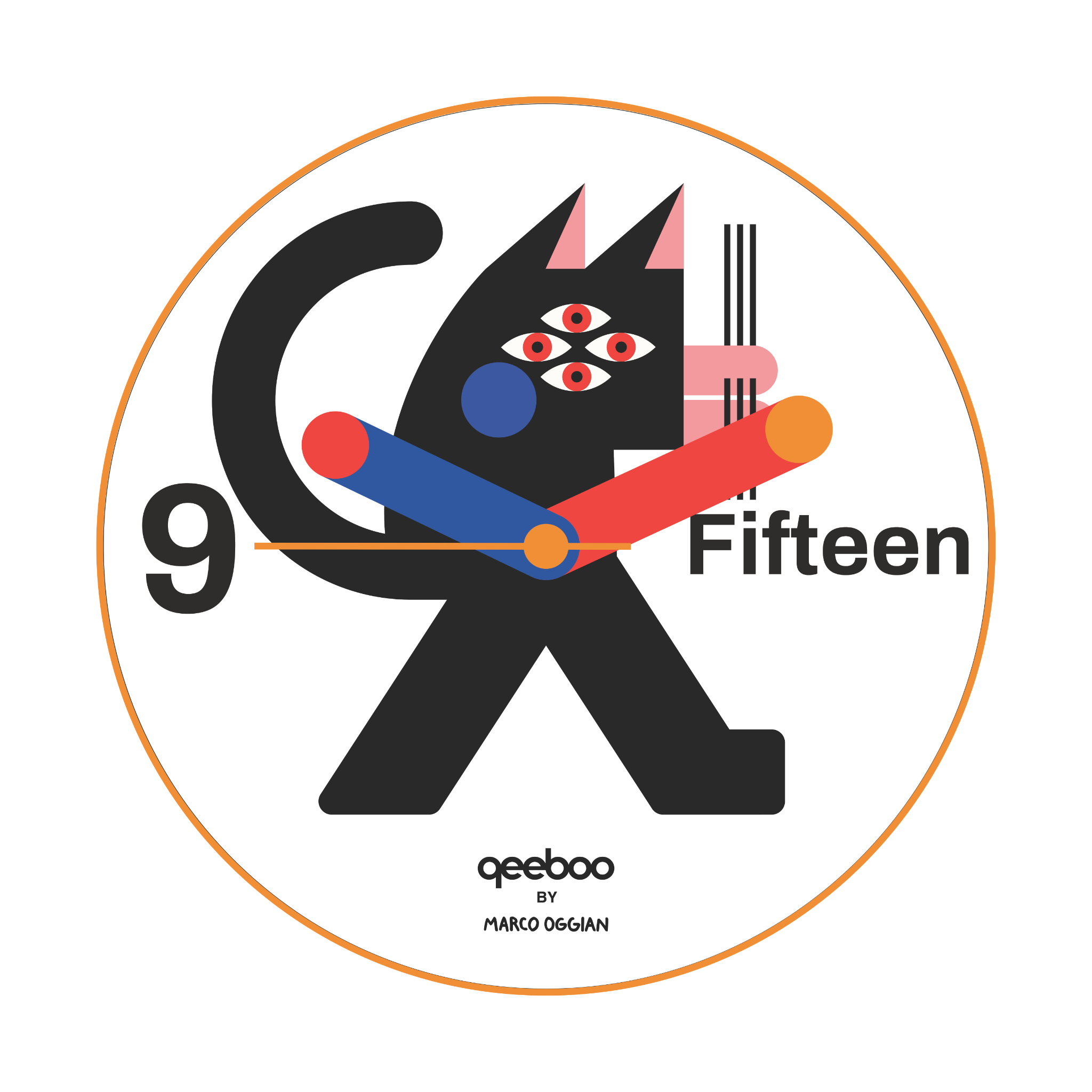 BLACK CAT white wall clock