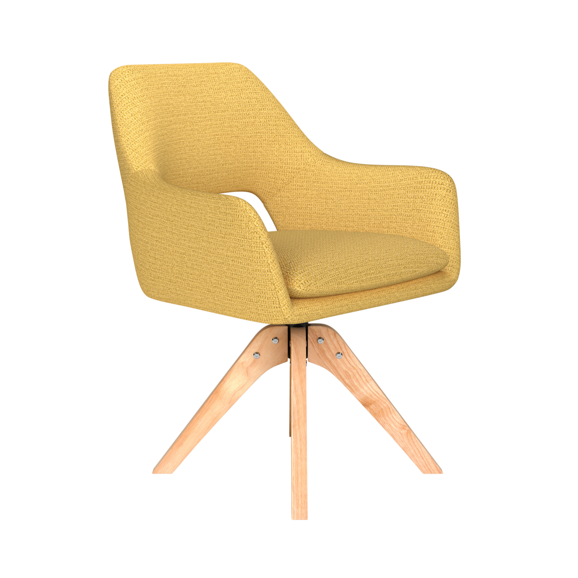 MOS yellow swivel chair with wooden base