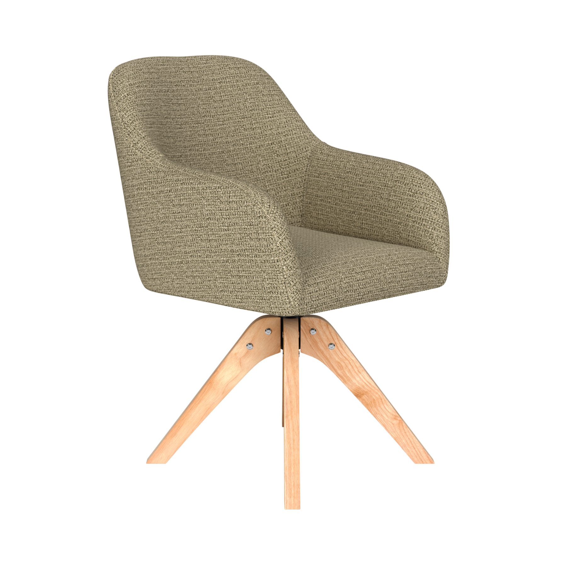 OTIS green swivel chair with wooden base