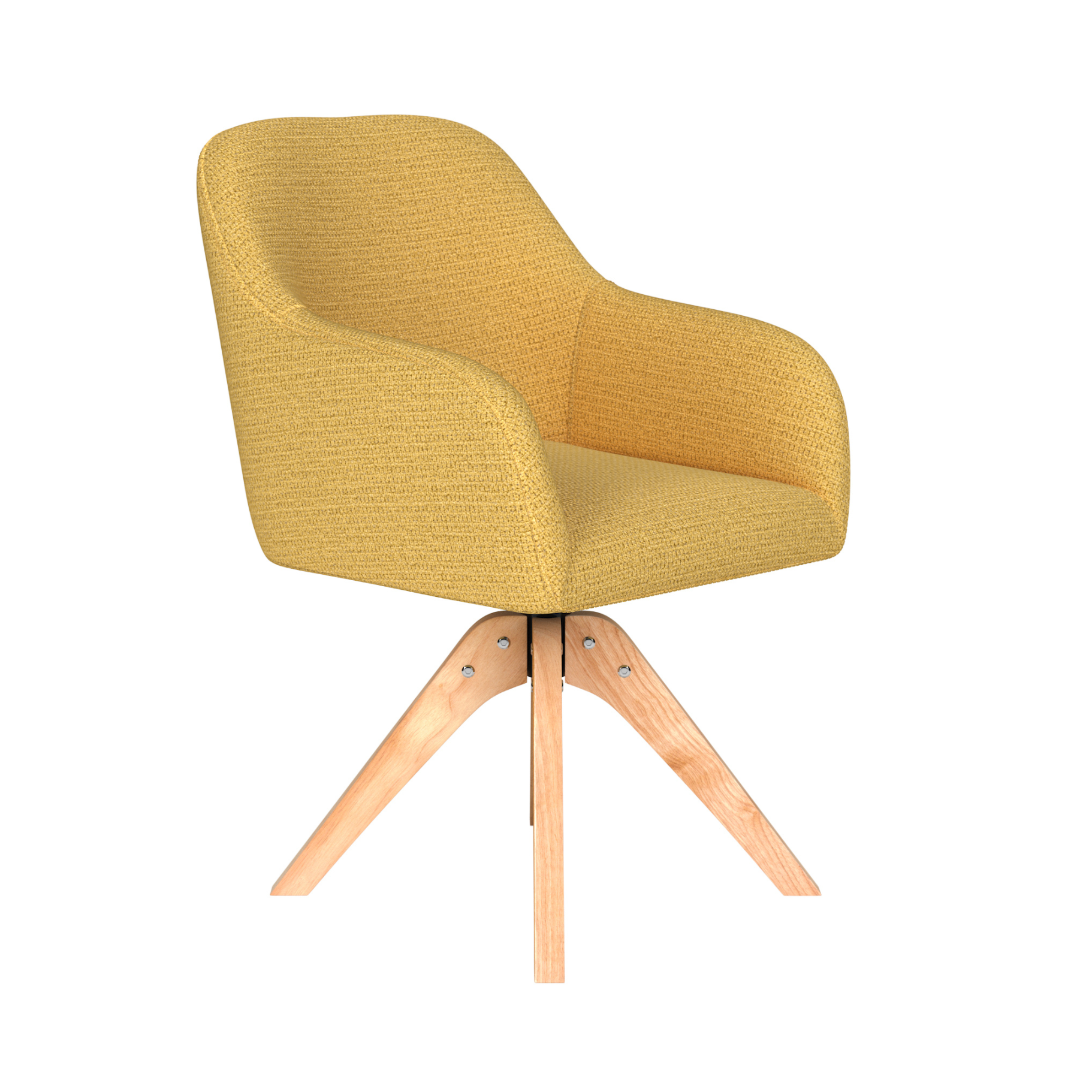 Otáčacie kreslo OTIS žlté s drevenou základňou