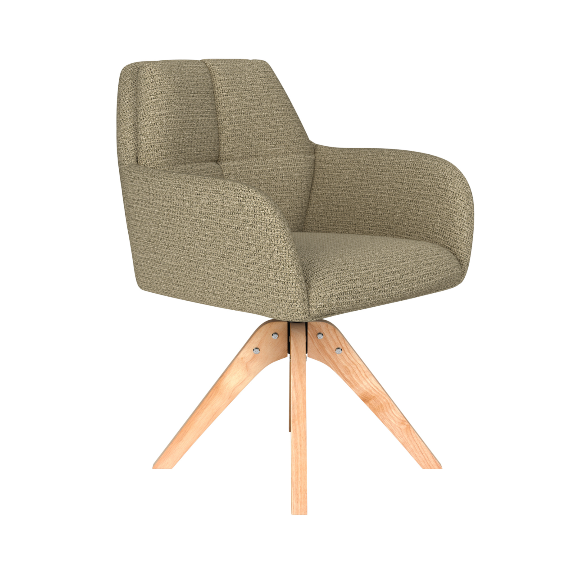 PETE green swivel chair with wooden base