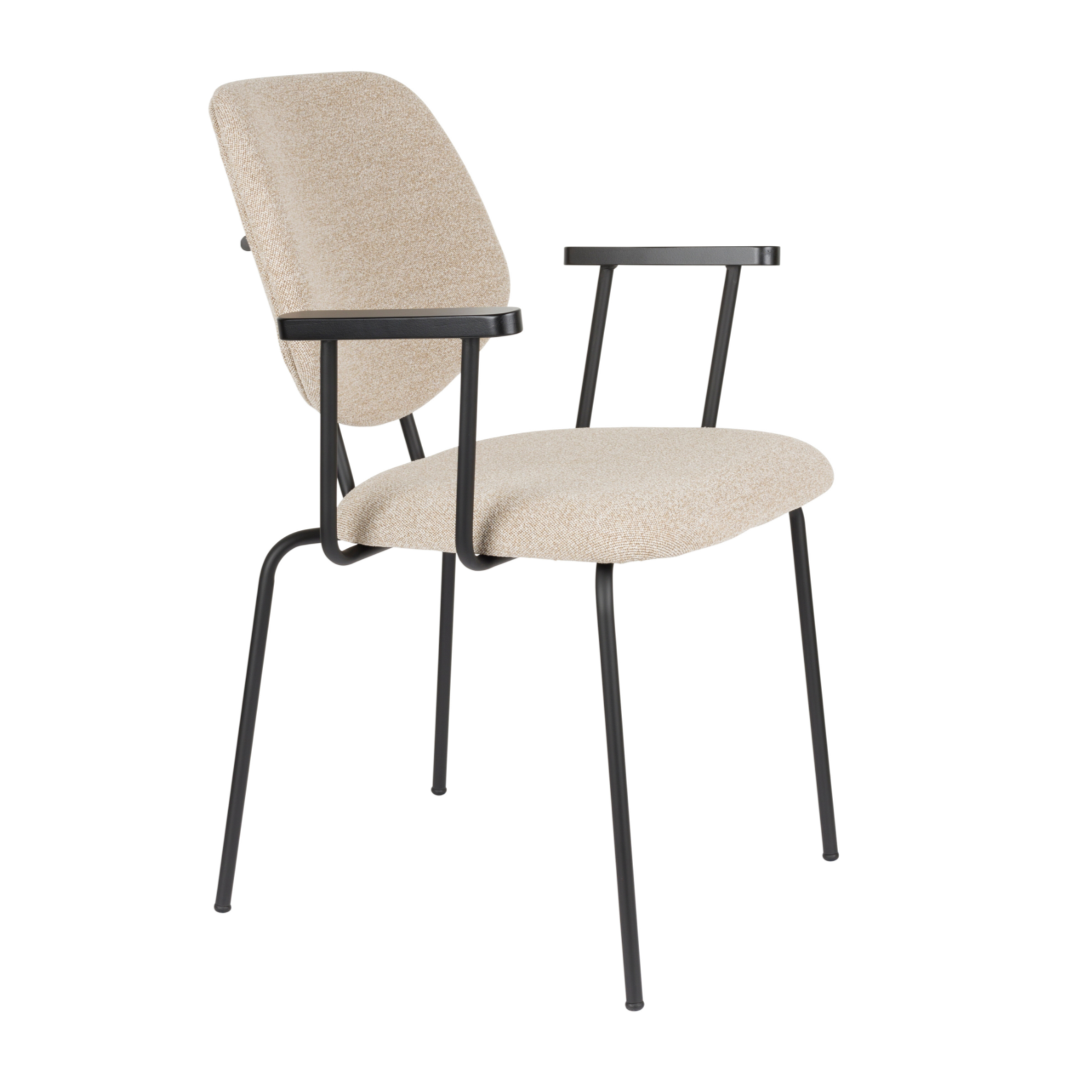 Kreslo s podrúčkami ZELO béžové s čiernym podstavcom