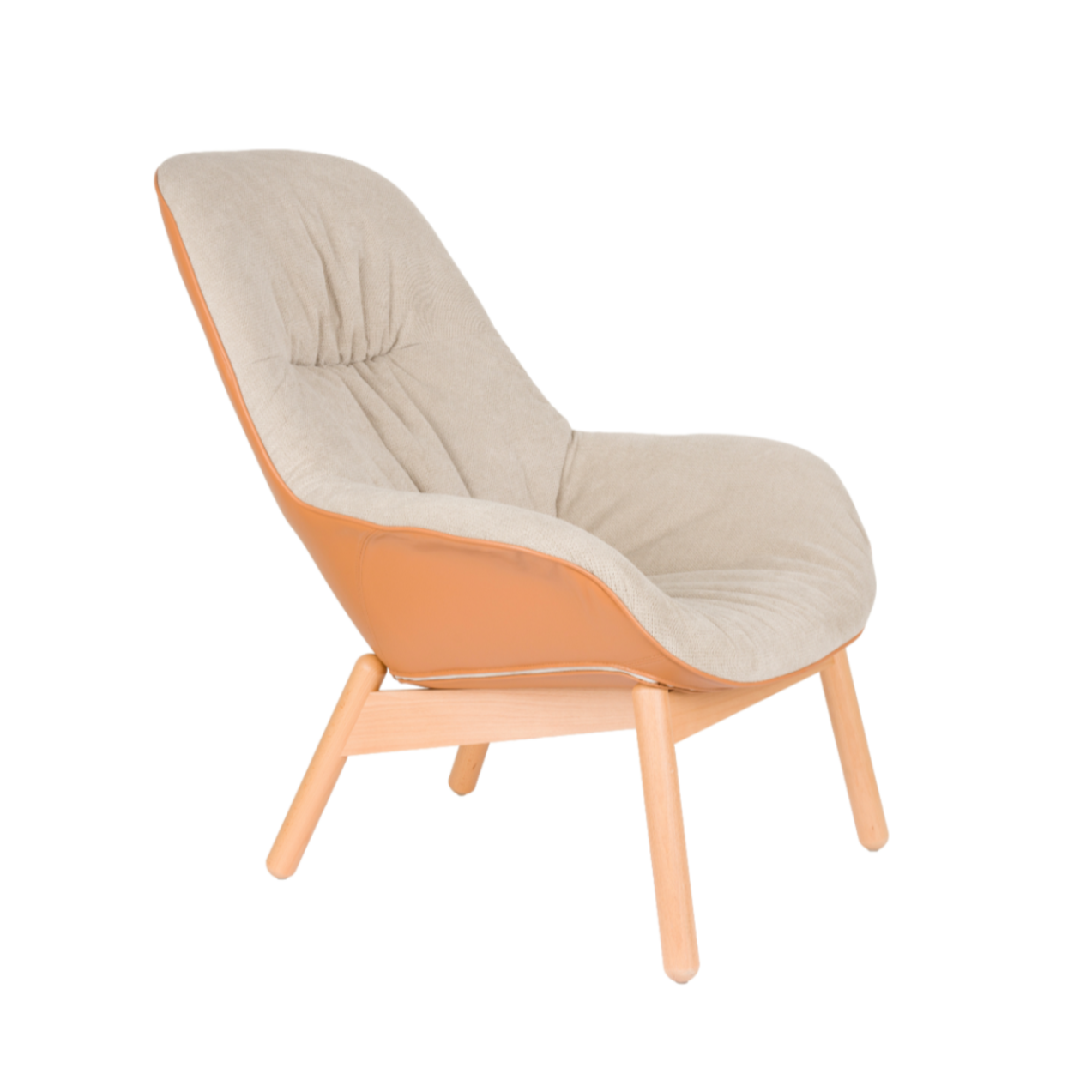 DUKE beige armchair with wooden base