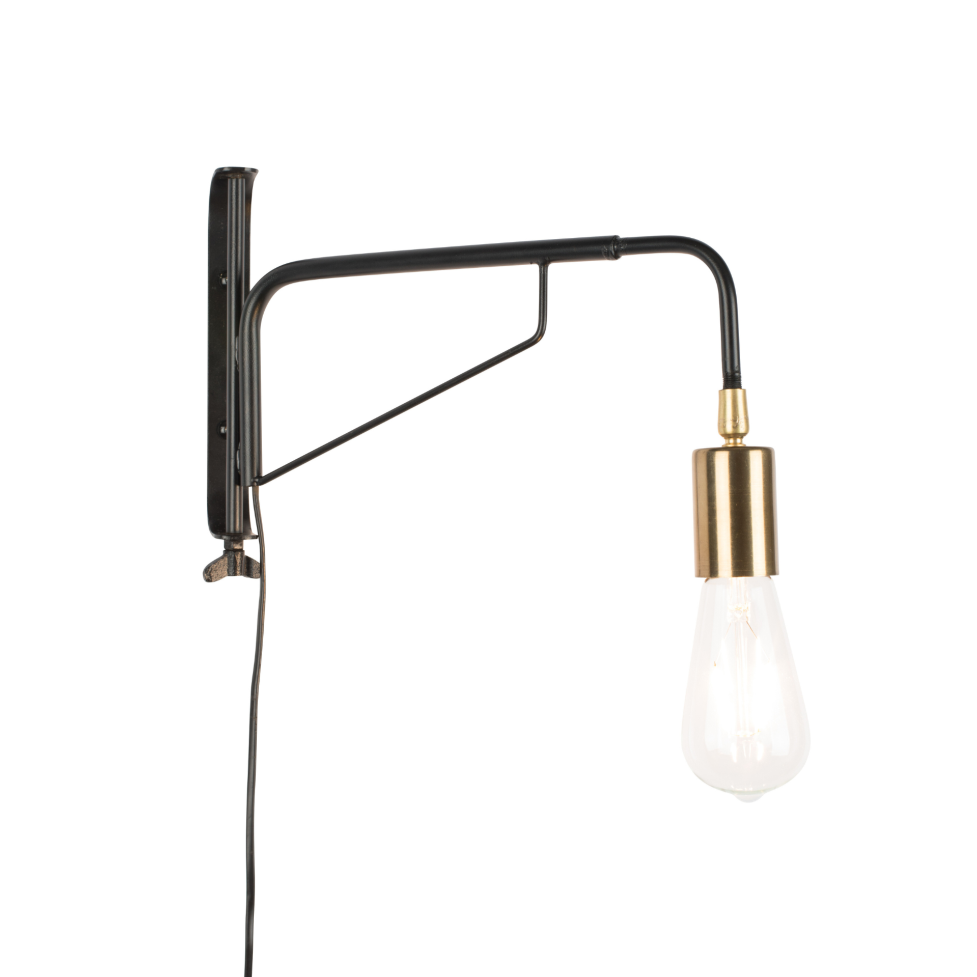 Wall lamp with arm LASSE black with gold