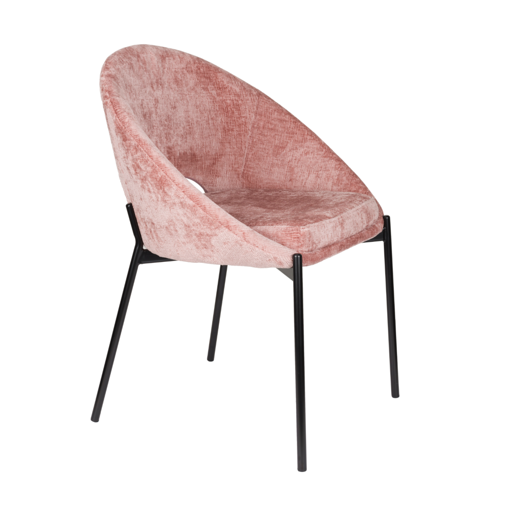 Ružové kreslo DANDO s čiernym podstavcom