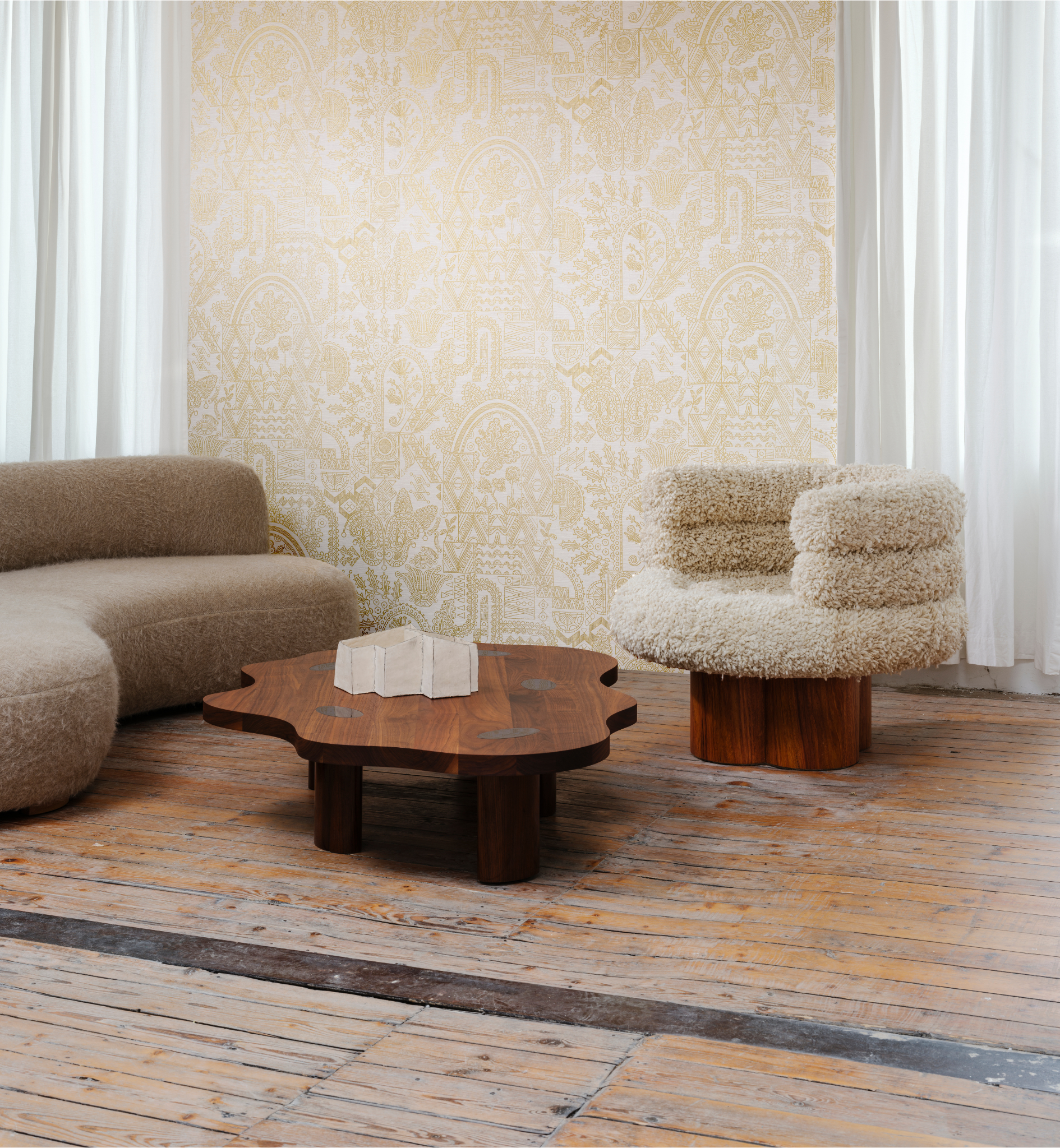 Tapeta z flizelínu JOIE biela so zlatou