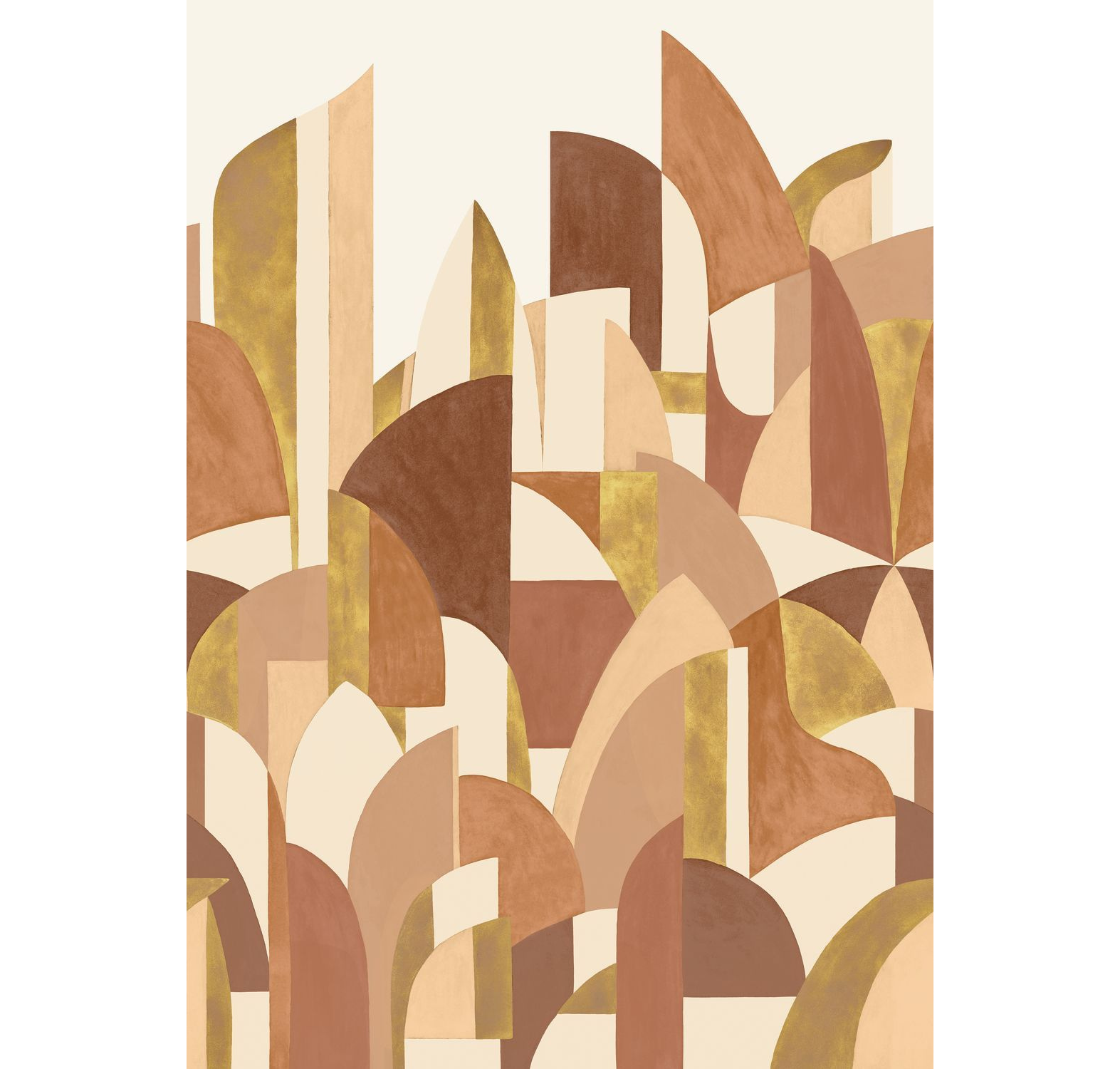 Mural with Abstract Pattern PABLO Beige and Burgundy