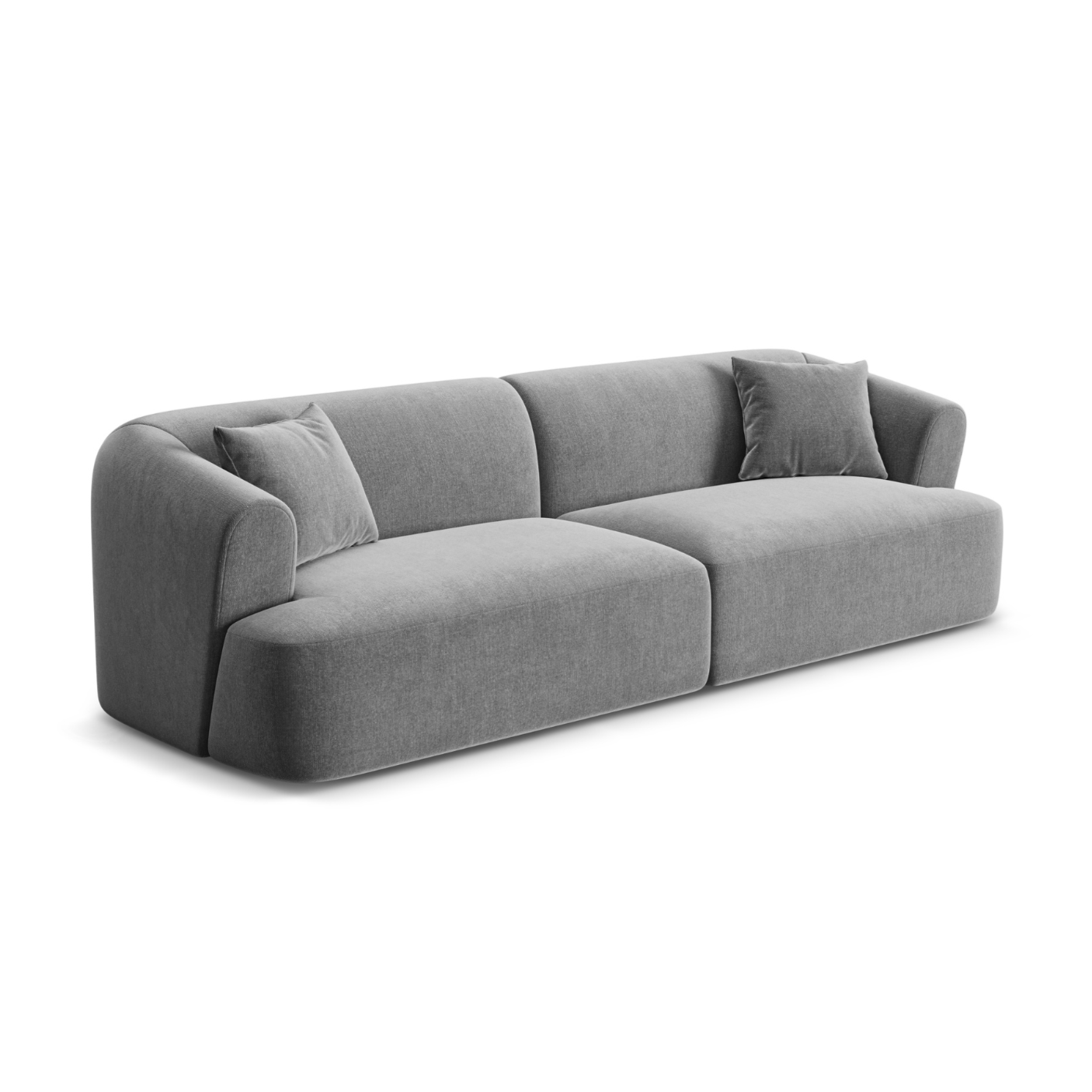 Sofa z jemného velúru pre 4 osoby CAMPI šedá
