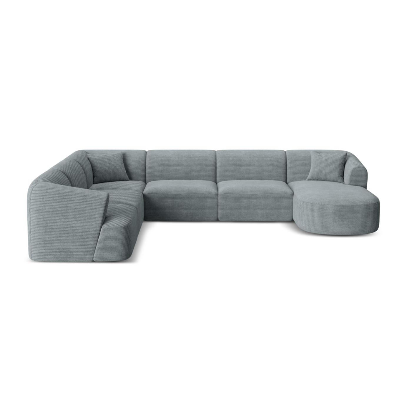 Left-sided panoramic corner sofa for 7 people CAMPI gray corduroy