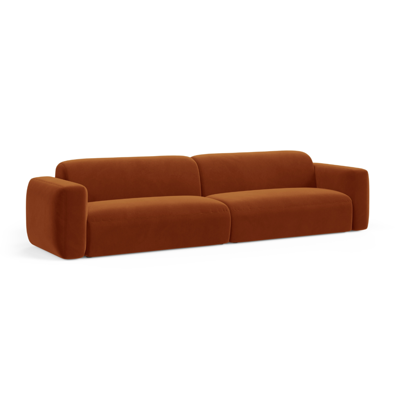 Sofa z jemného velúru pre 4 osoby STRINO terakota