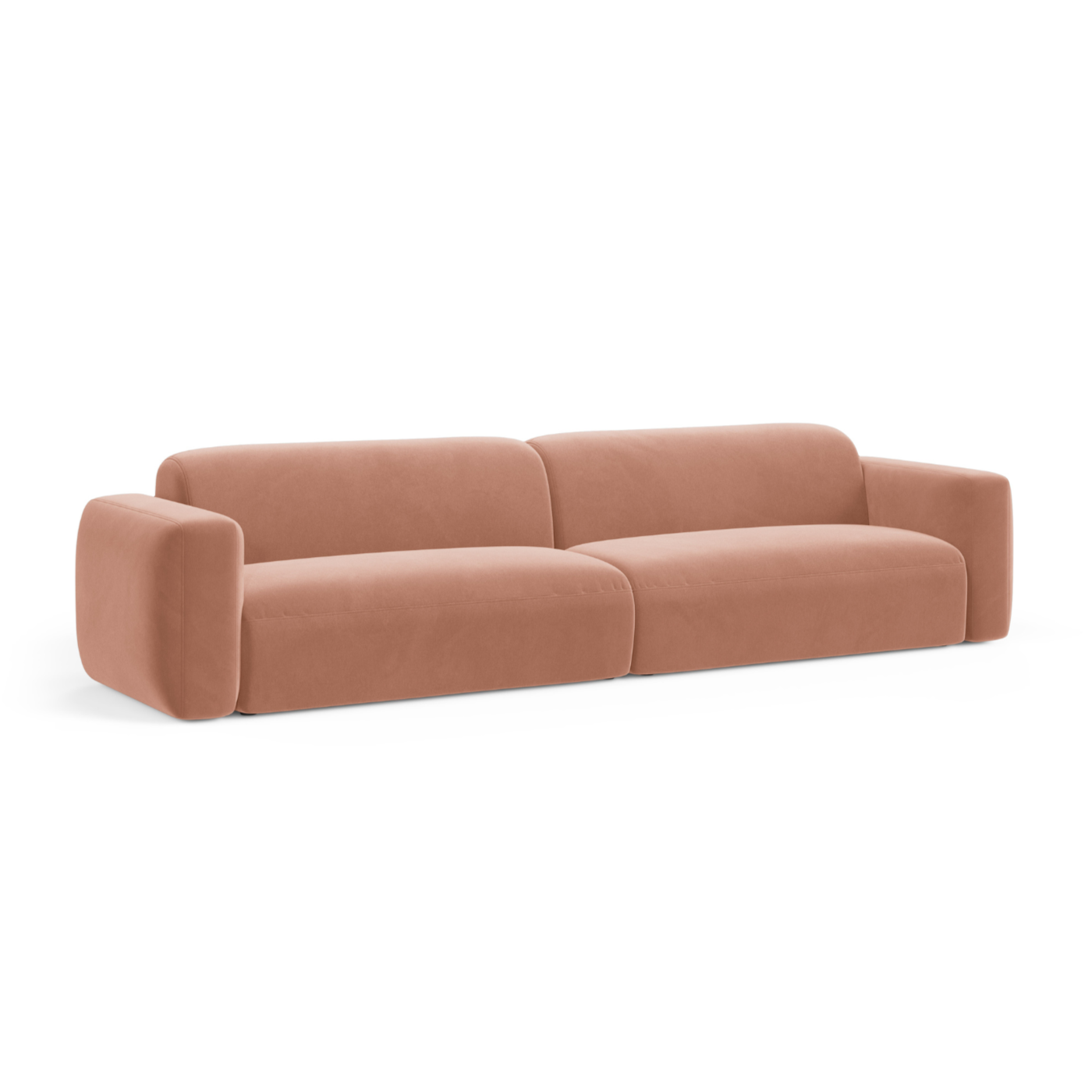 Sofa z jemného velúru pre 4 osoby STRINO ružová