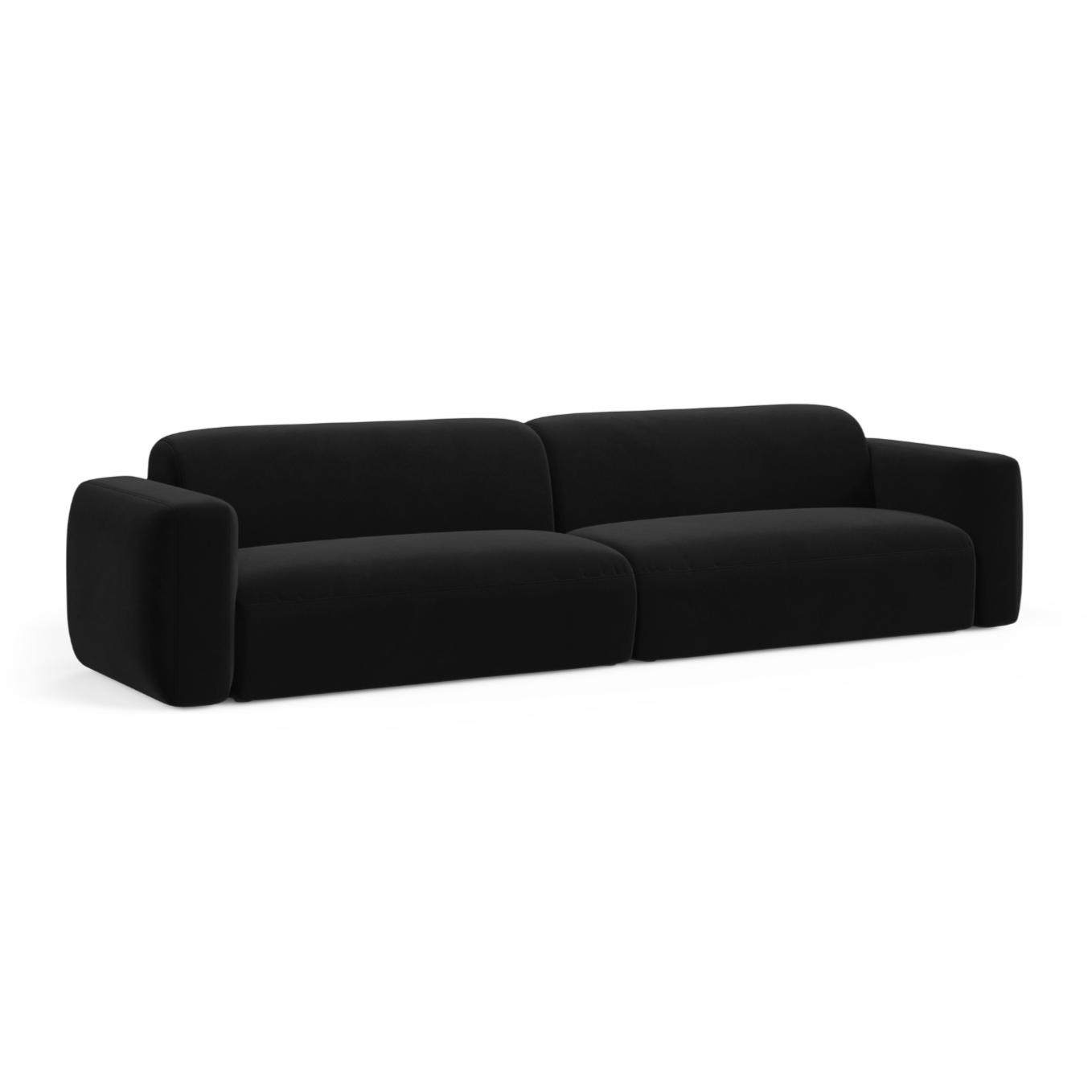 Sofa z jemného velúru pre 4 osoby STRINO čierna
