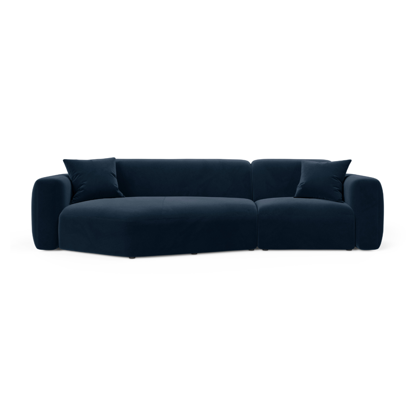 Left-facing velvet corner sofa STRINO navy blue