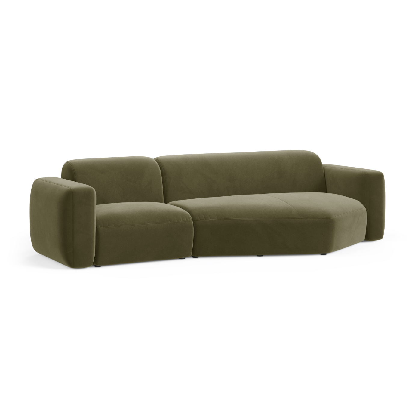Right-facing velvet corner sofa STRINO green