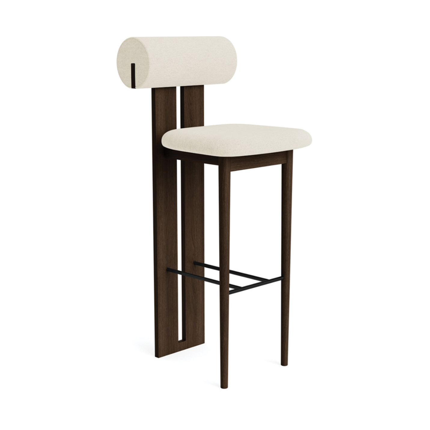 Upholstered stool HIPPO dark smoked oak wood