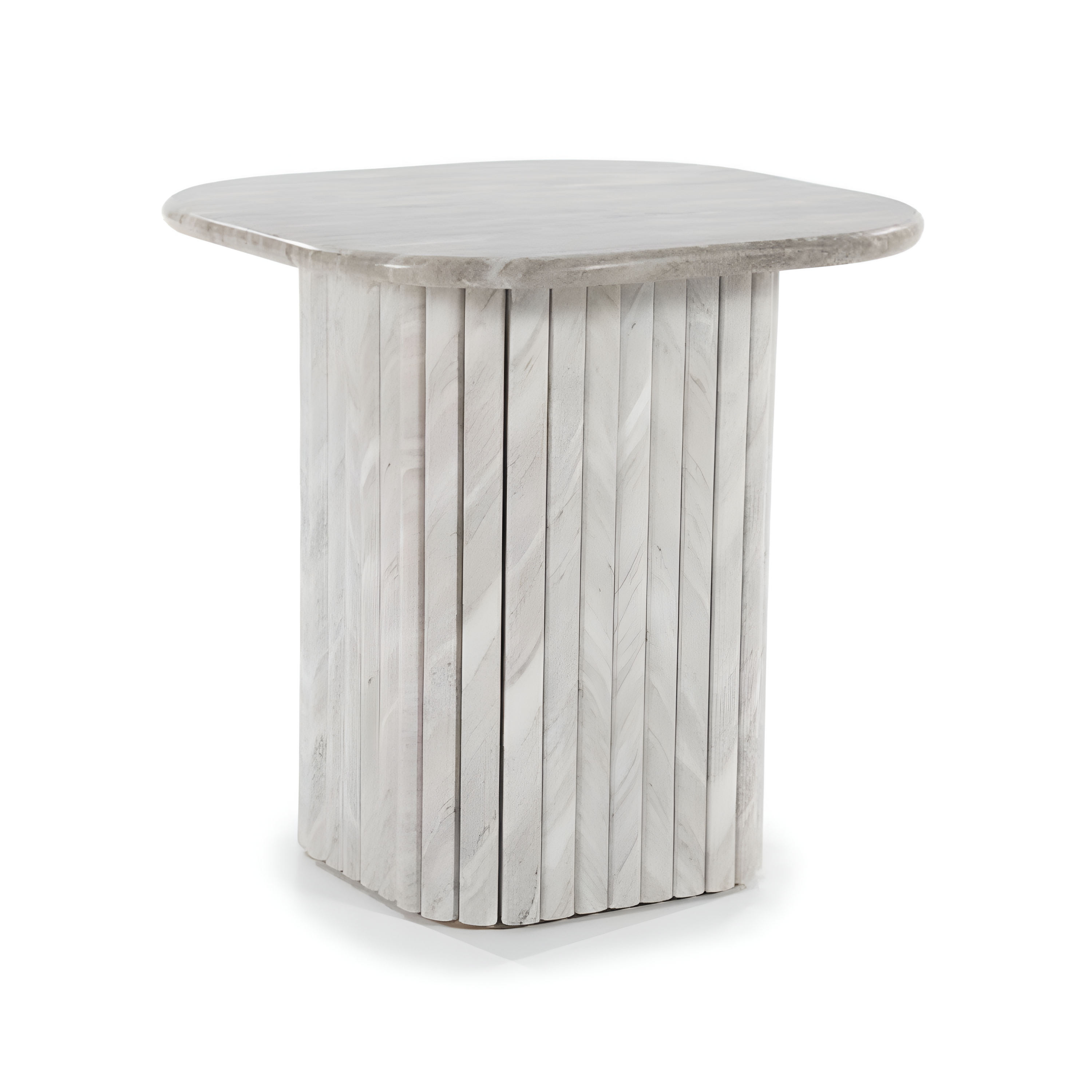 DORIQUE Side Table Mango Wood and Gray Marble