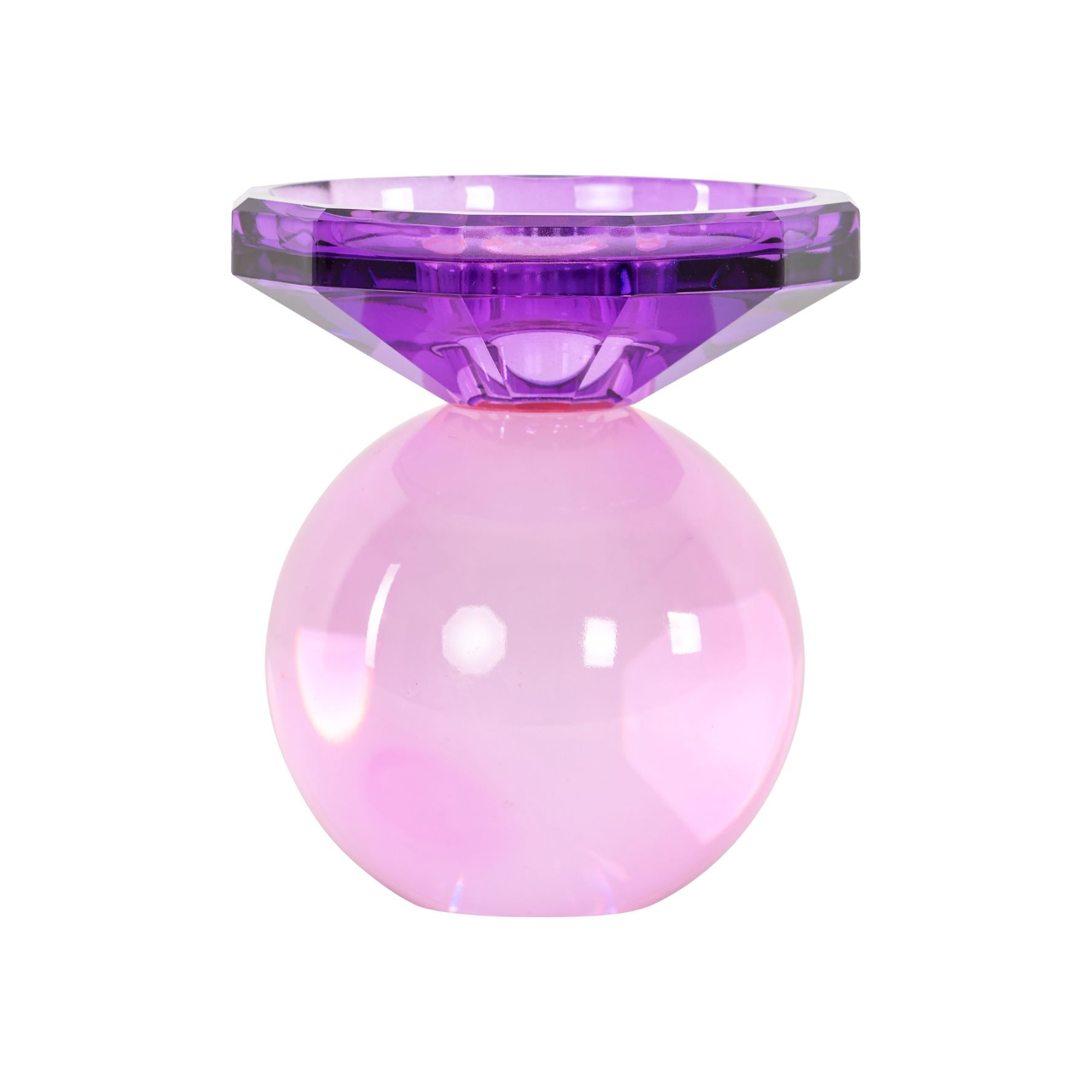 Sklenený svietnik UNA fialový s ružovým