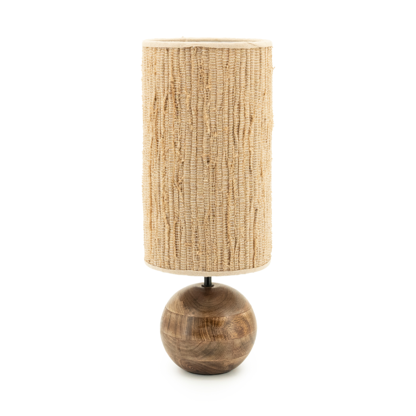 Stolná lampa GADJA juta s dreveným podstavcom
