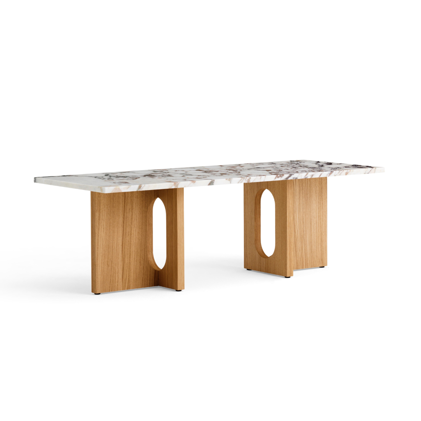 ANDROGYNE coffee table white-brown marble with oak base