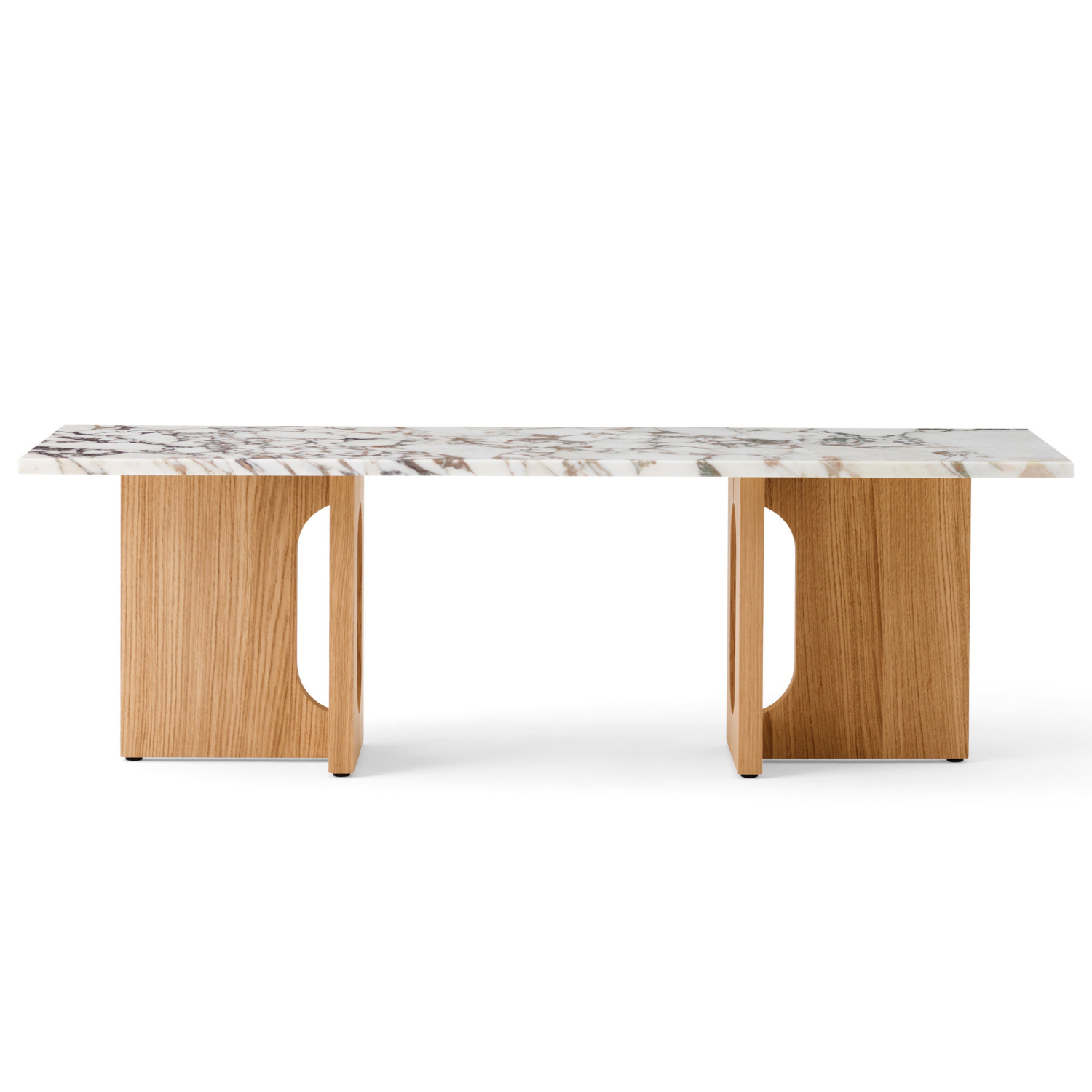 ANDROGYNE coffee table white-brown marble with oak base