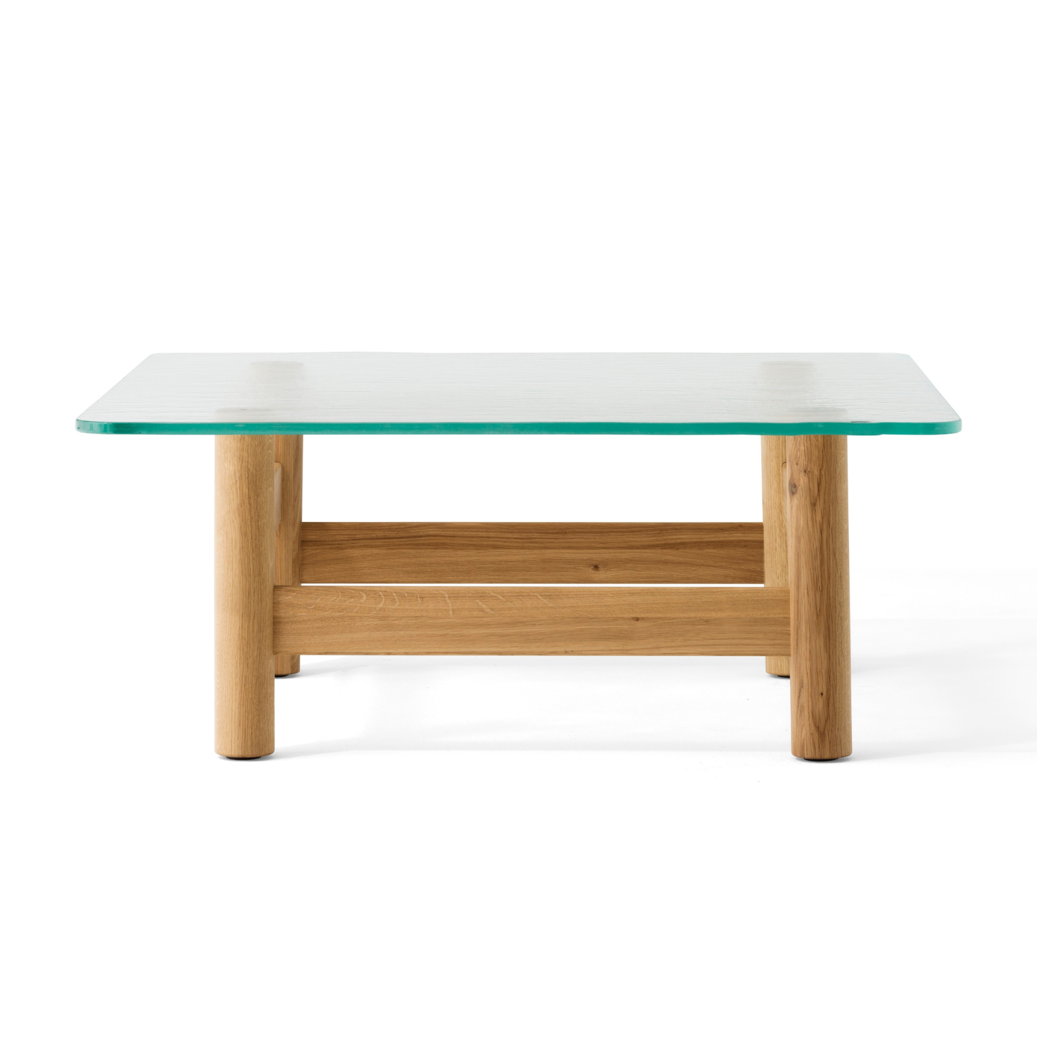 BRASILIA coffee table with glass top and oak base