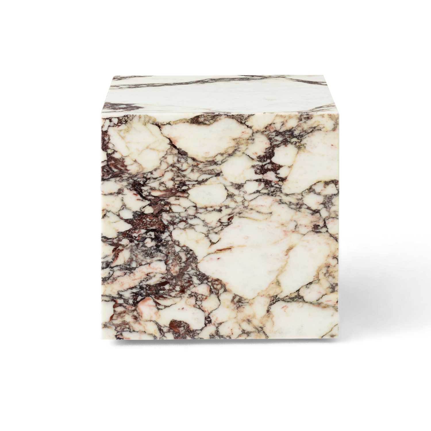 Bočný stolík PLINTH CUBIC bielo-hnedý mramor