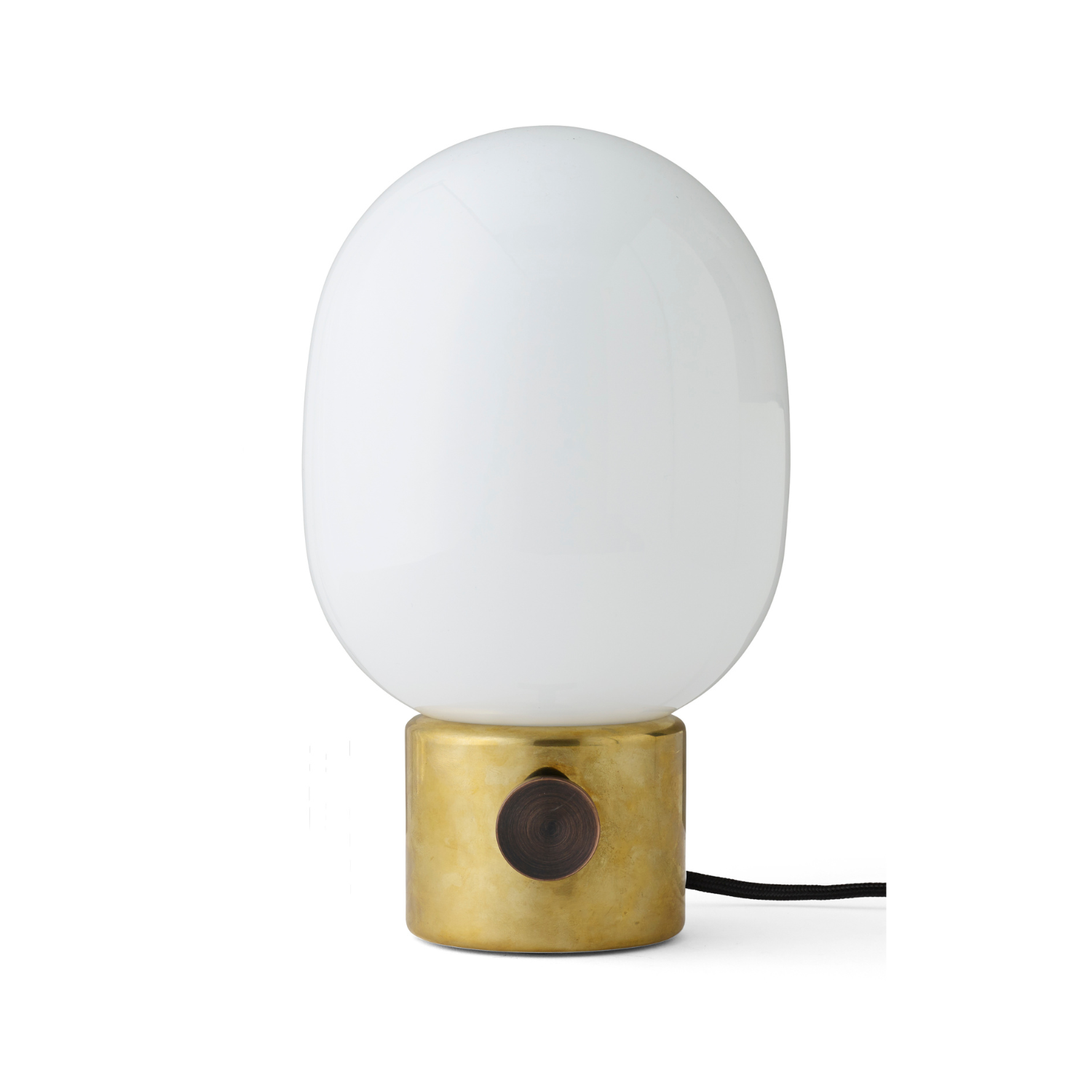 Stolná lampa JWDA z fúkaného skla s mosadzným podstavcom