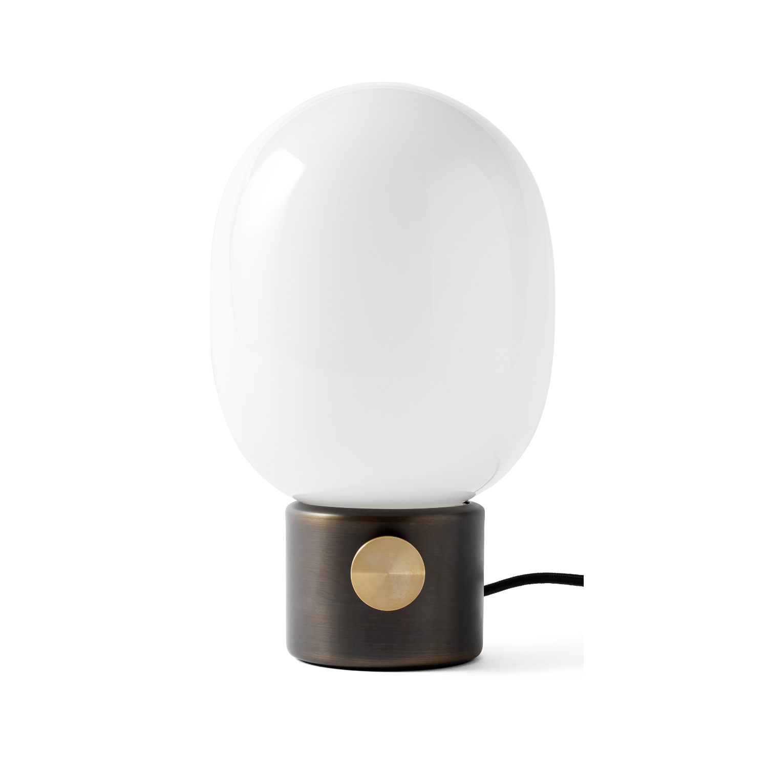 Stolná lampa JWDA z fúkaného skla s podstavcom z bronzovaného mosadze