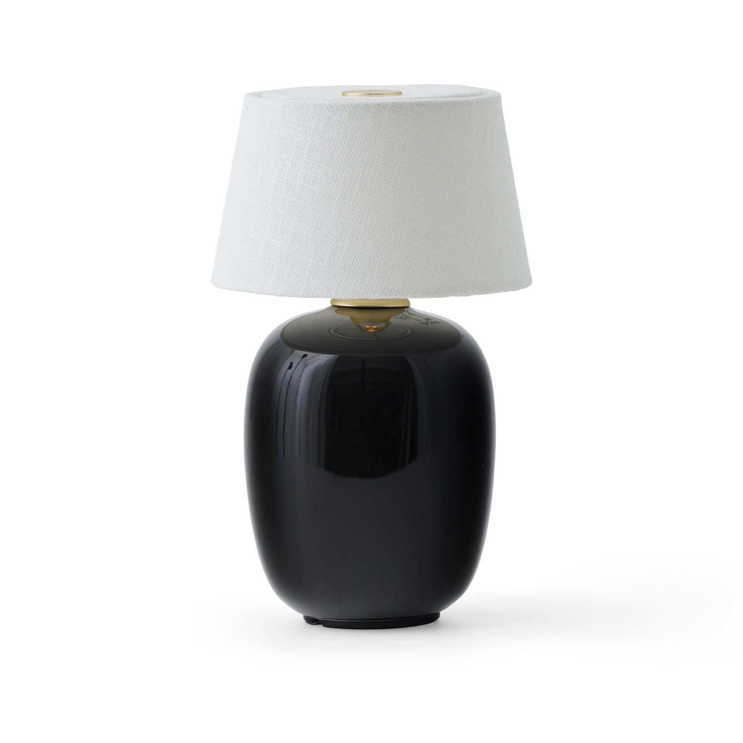 Portable lamp TORSO black ceramic with white shade