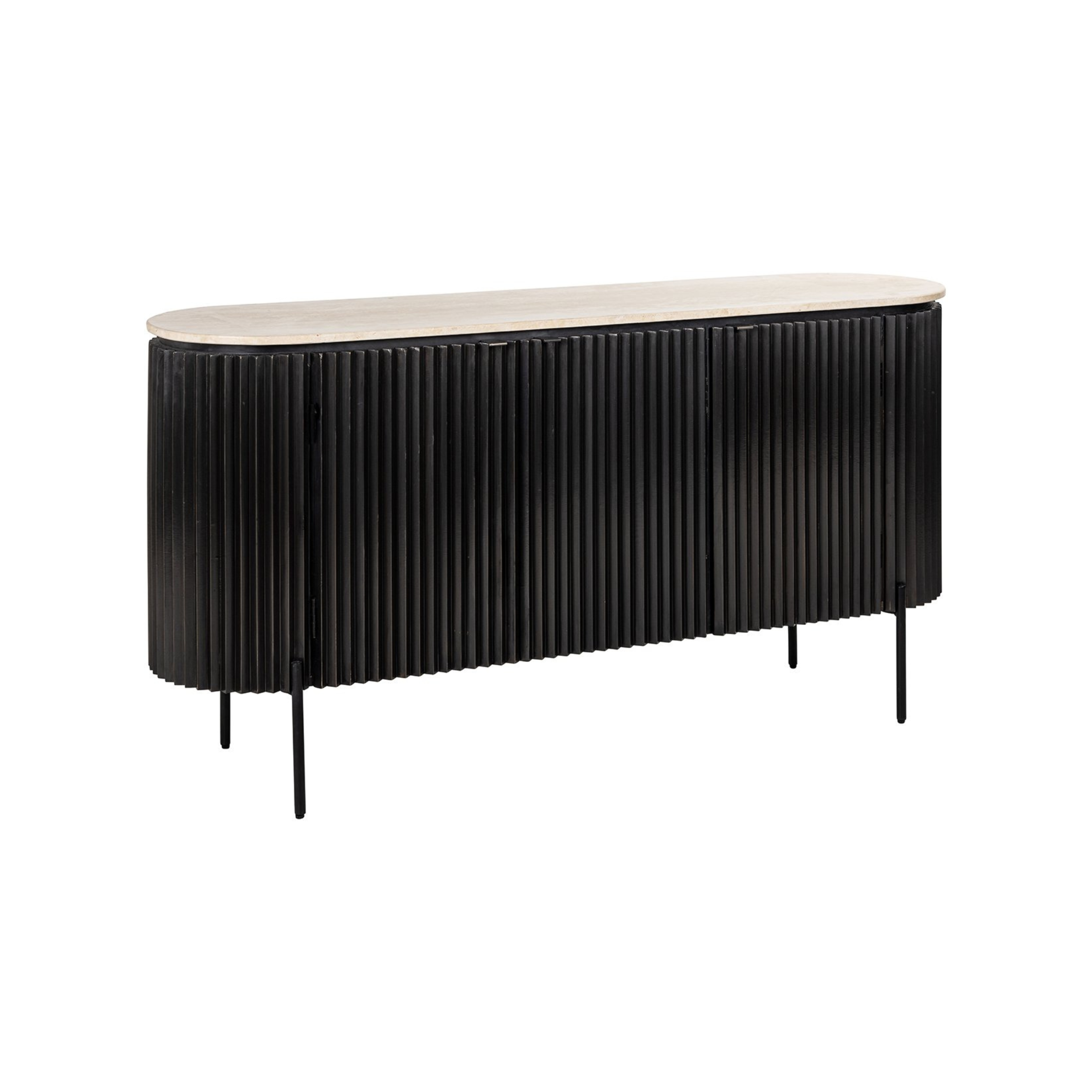 HAMPTON black sideboard with a travertine top