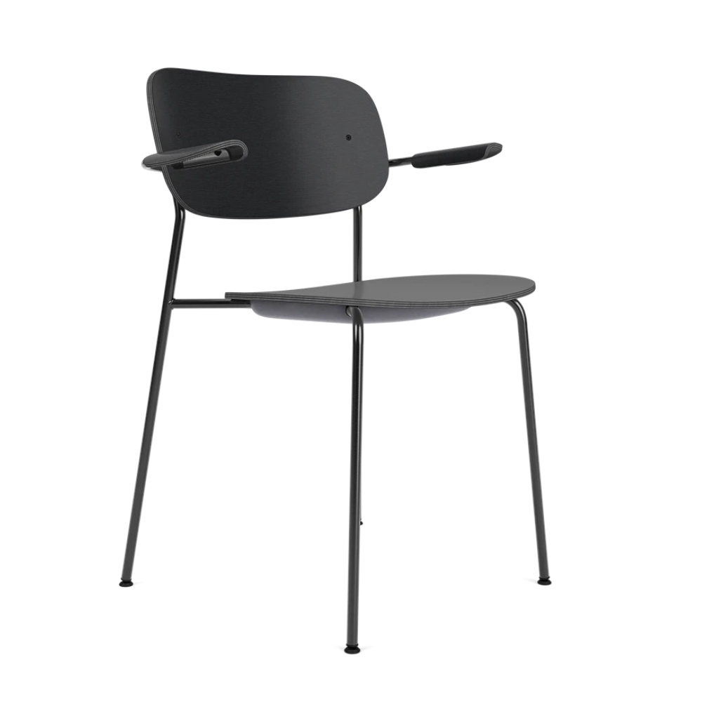 Kreslo s podrúčkami CO čierny dubový dyha s čiernym podstavcom