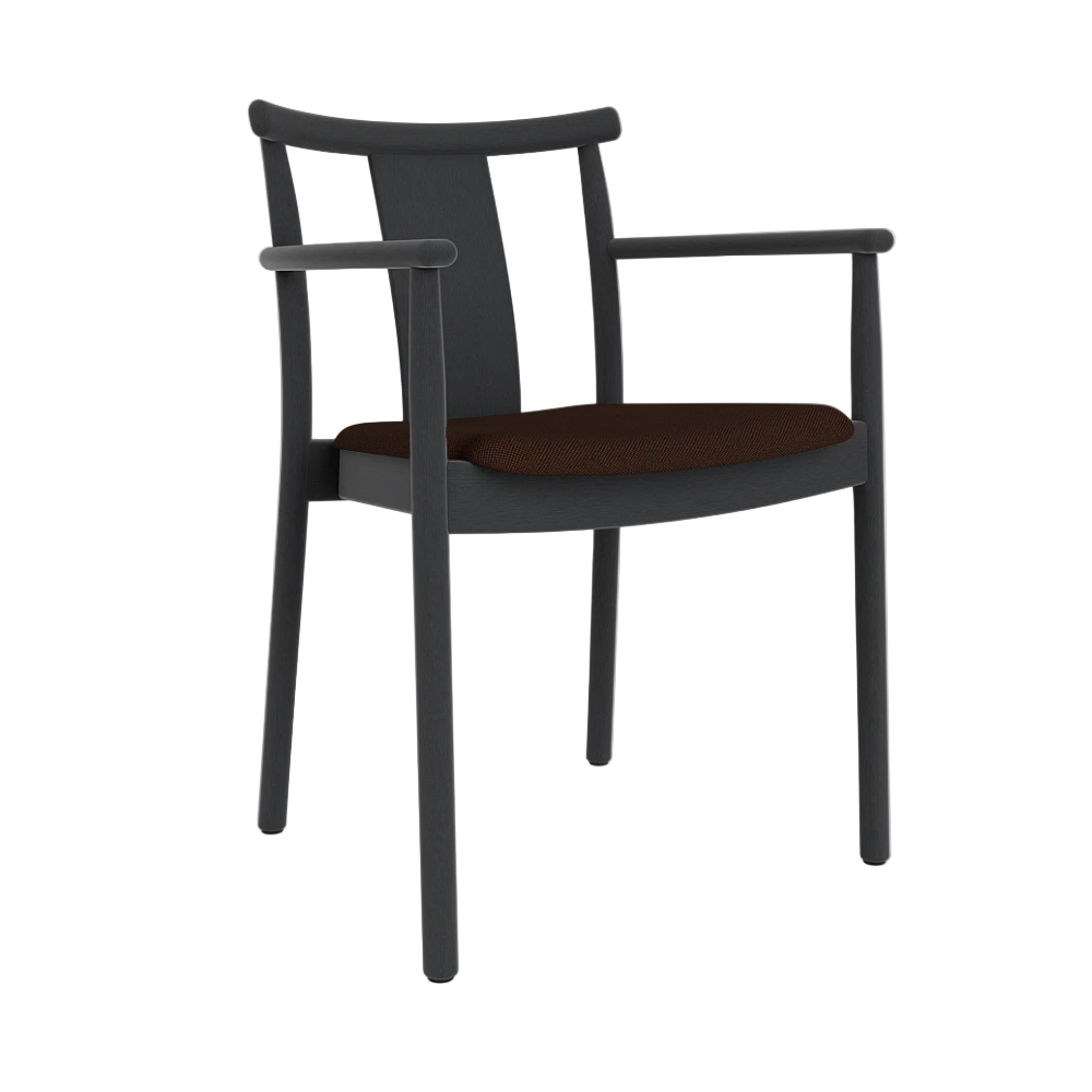 MERKUR chair black oak wood with brown seat