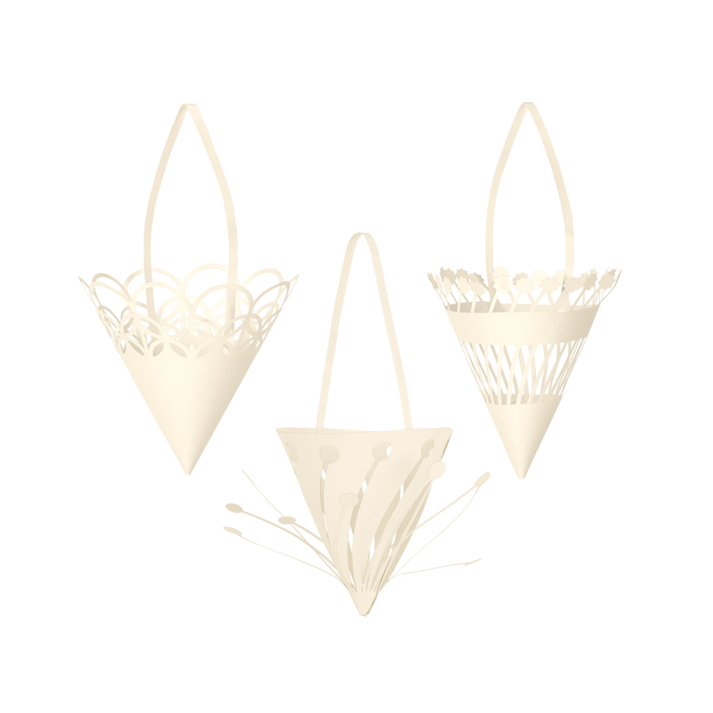 Súprava vianočných dekorácií PAPIEROVÉ KUŽELE biela