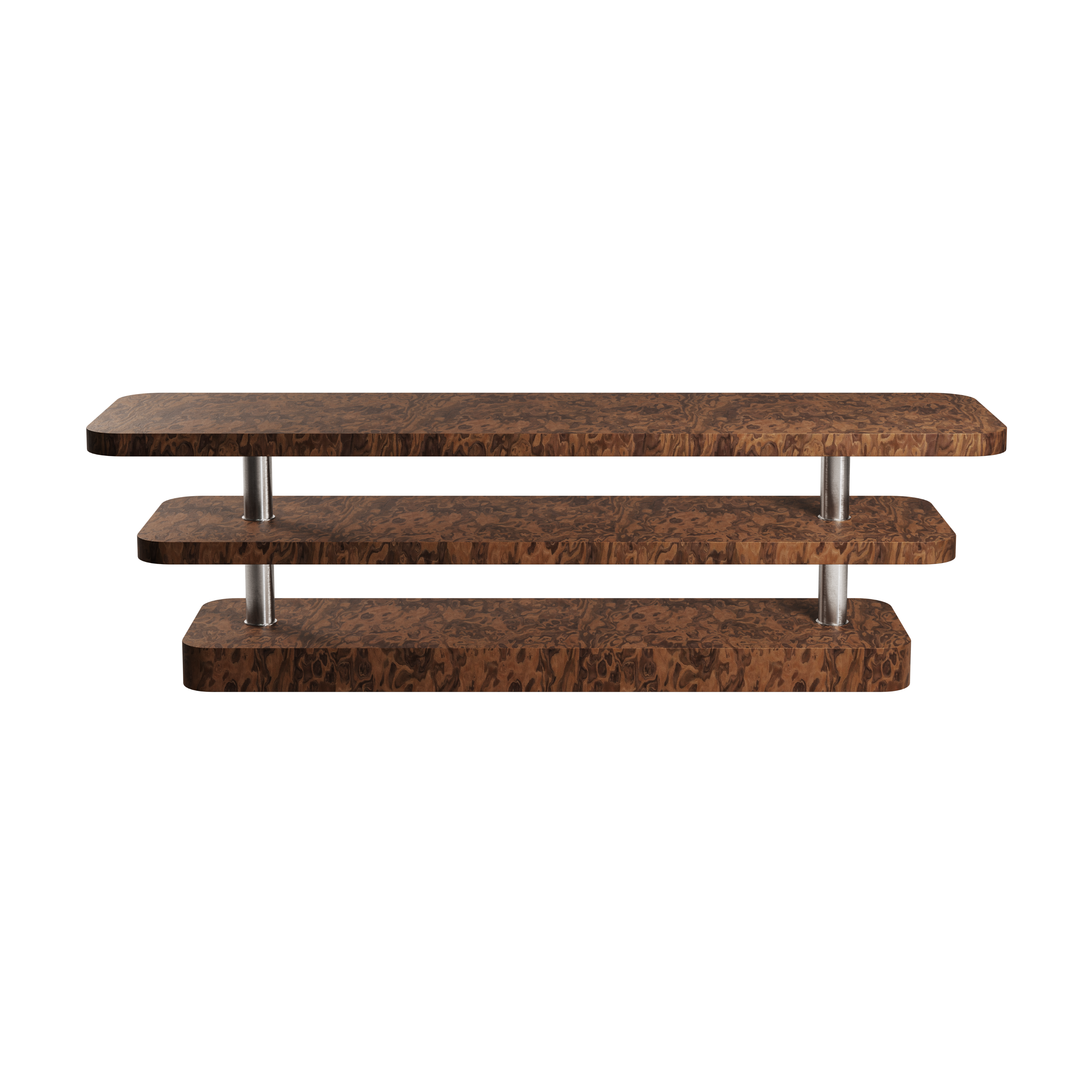 Televízna skrinka REL dyha California Burl so oceľovými prvkami