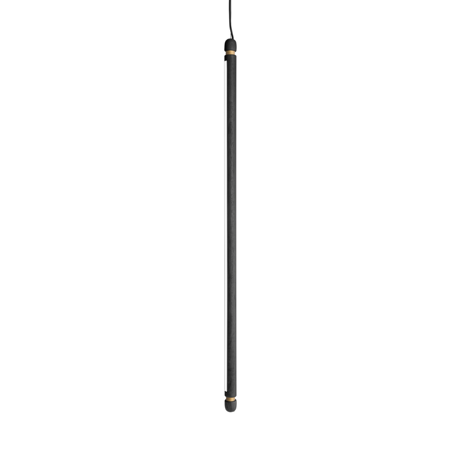 LINEA V Pendant Lamp in Black Ash Wood with Brass Finish