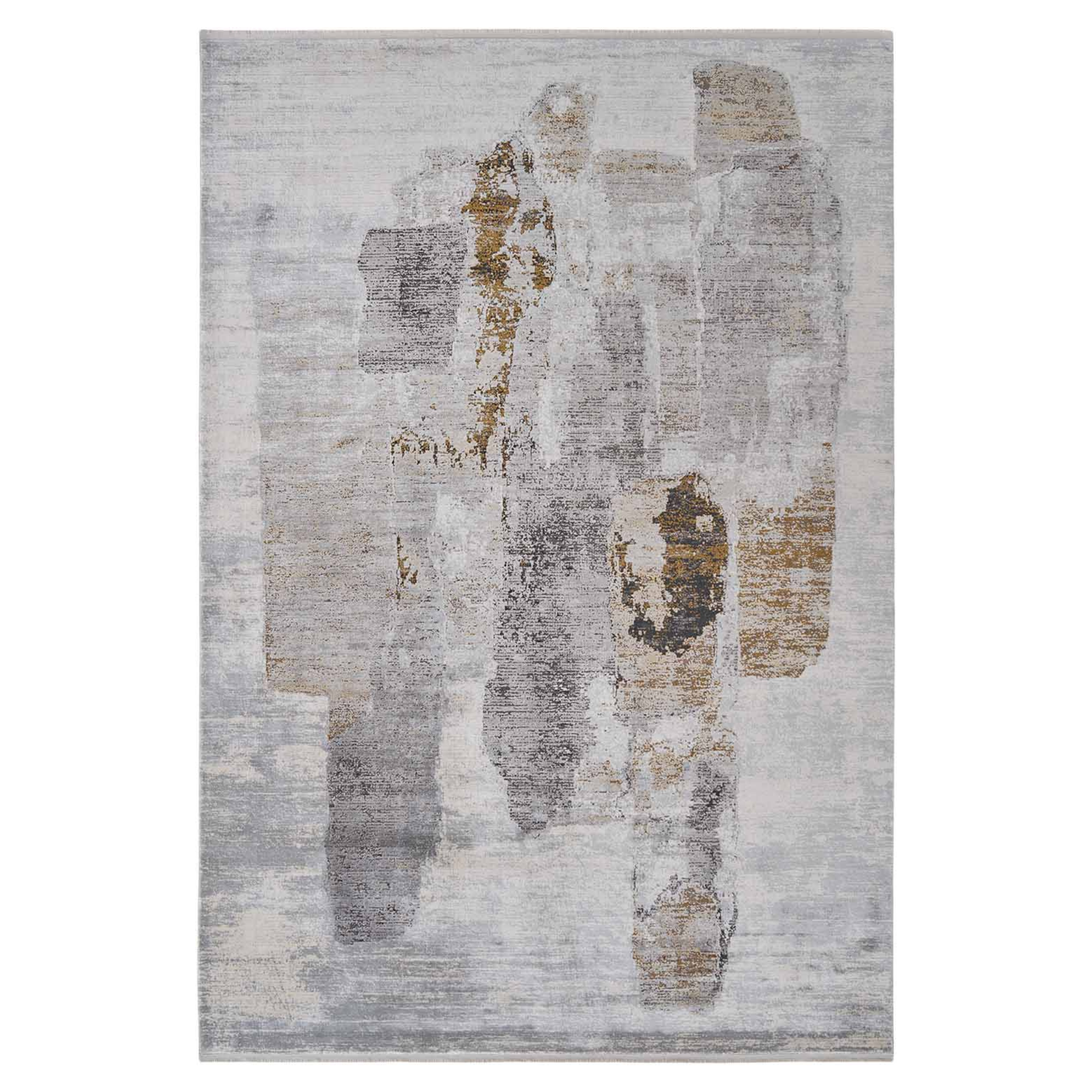 WATERCOLORS GREY rug in gray with brown