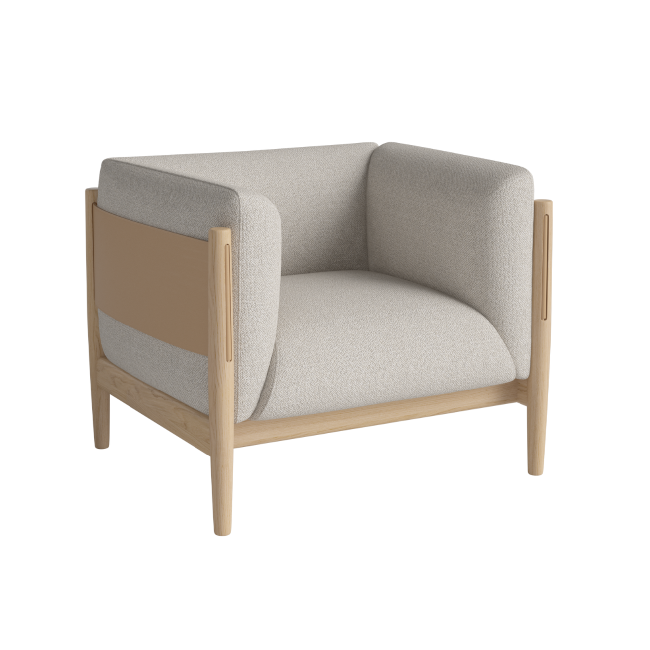 Fotel DIVE z prírodnou kožou a bielou základňou