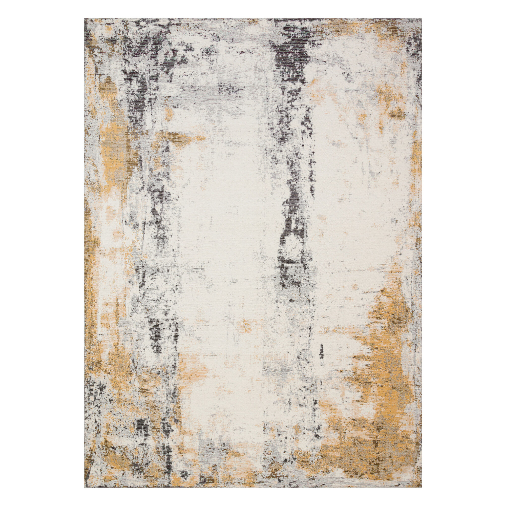 Koberec DECO RUGS béžový s horčicovou a čiernou