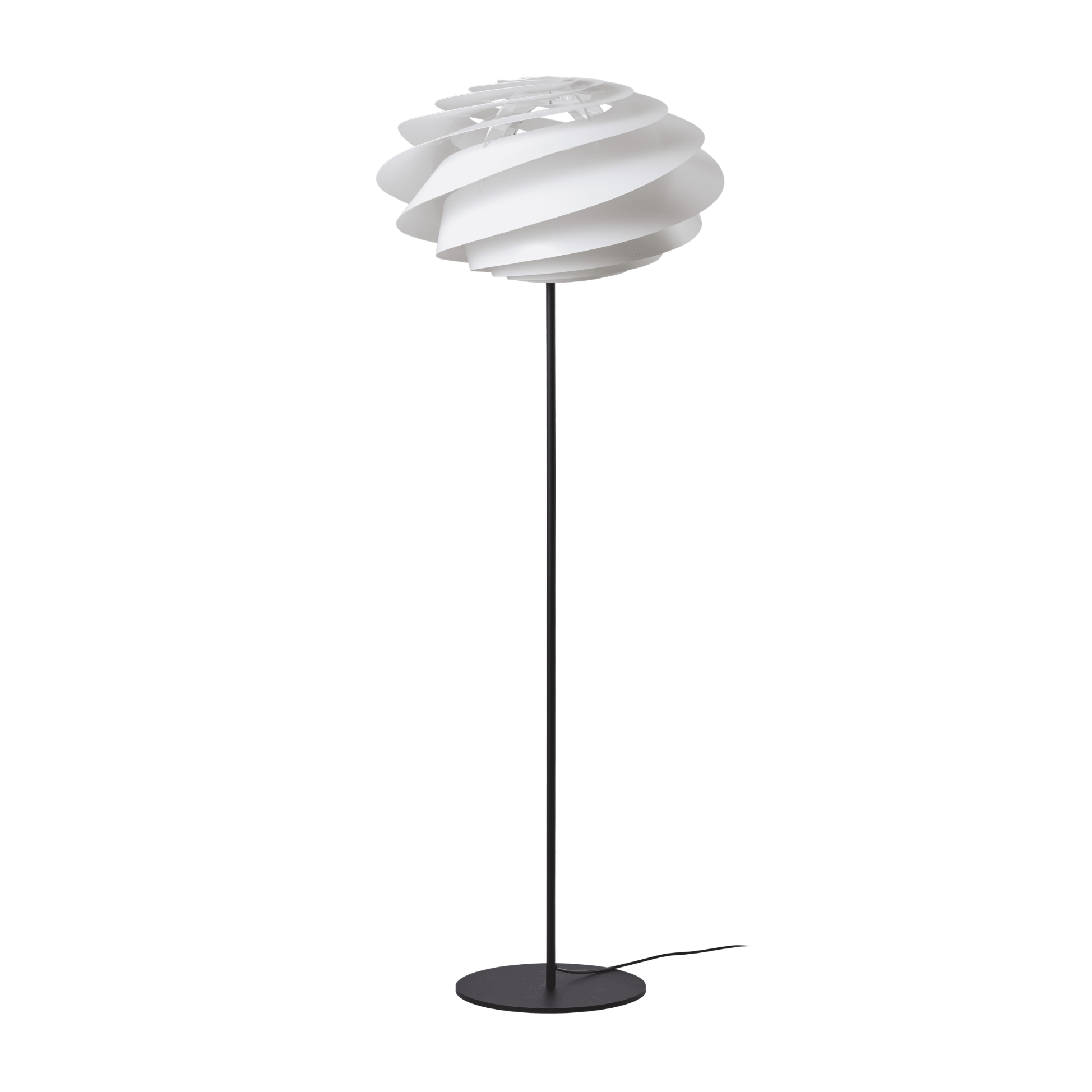 Stojaca lampa MODEL 331 SWIRL biela s čiernym podstavcom