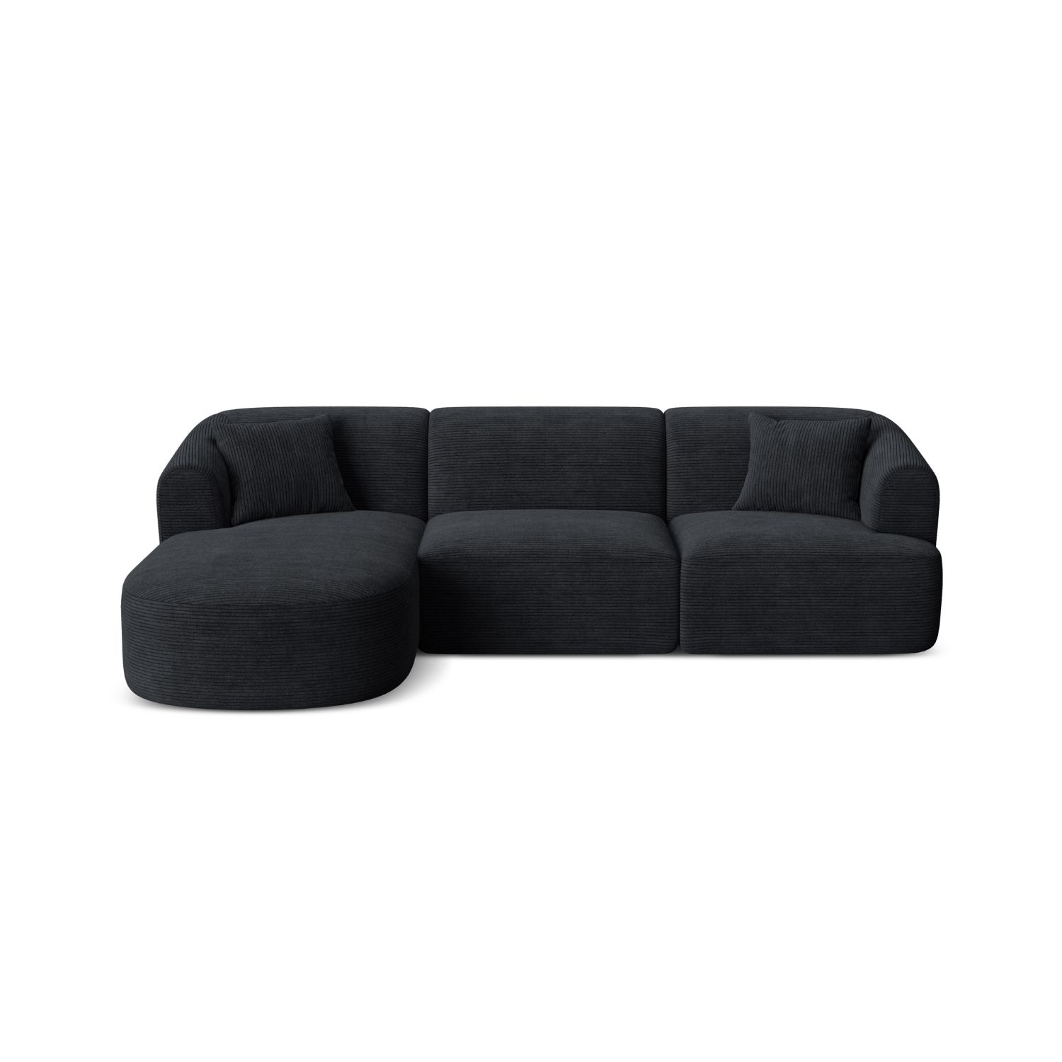 Left-sided 4-seater sofa CAMPI black corduroy